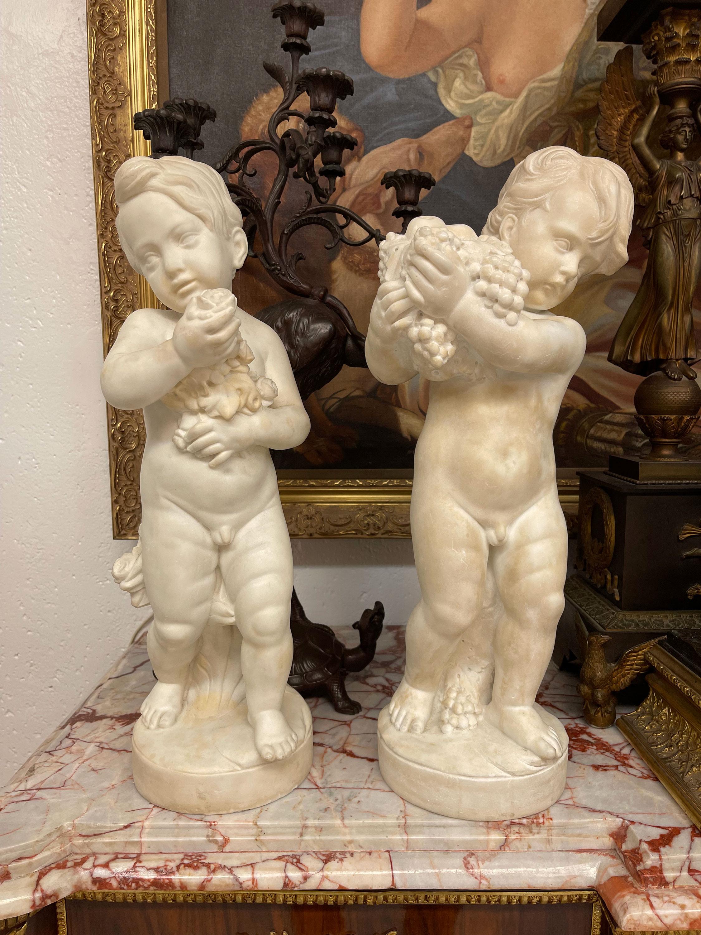 Italian Set of Four Marble Figures Emblematic of the Four Seasons, Italy 18th Century For Sale