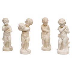 Set of Four Marble Figures Emblematic of the Four Seasons, Italy 18th Century