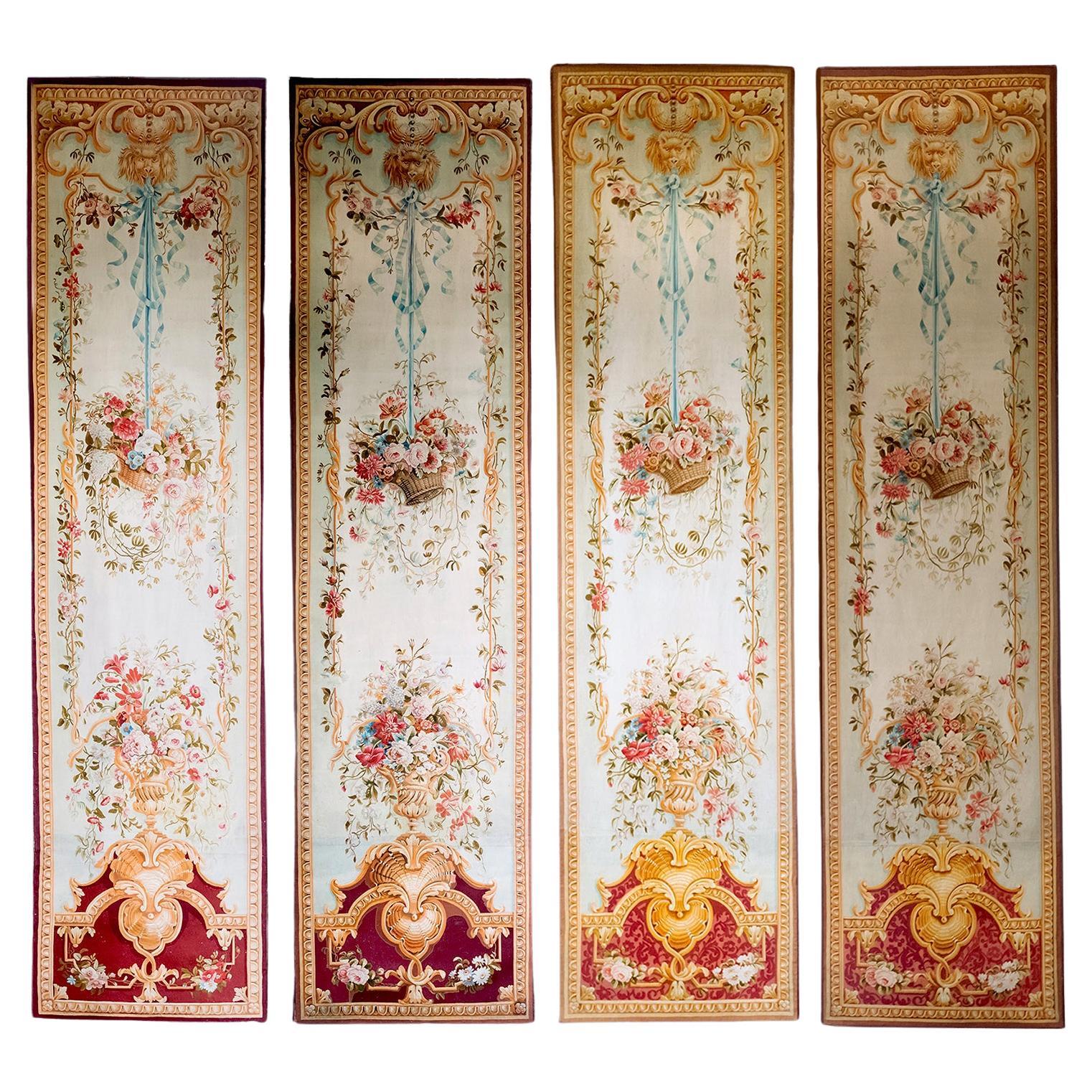 A Set of Four Massive Aubusson Tapestry Entre-Fenêtres For Sale
