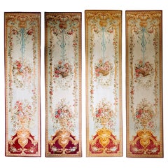 Conjunto de cuatro tapices Aubusson masivos Entre-Fenêtres