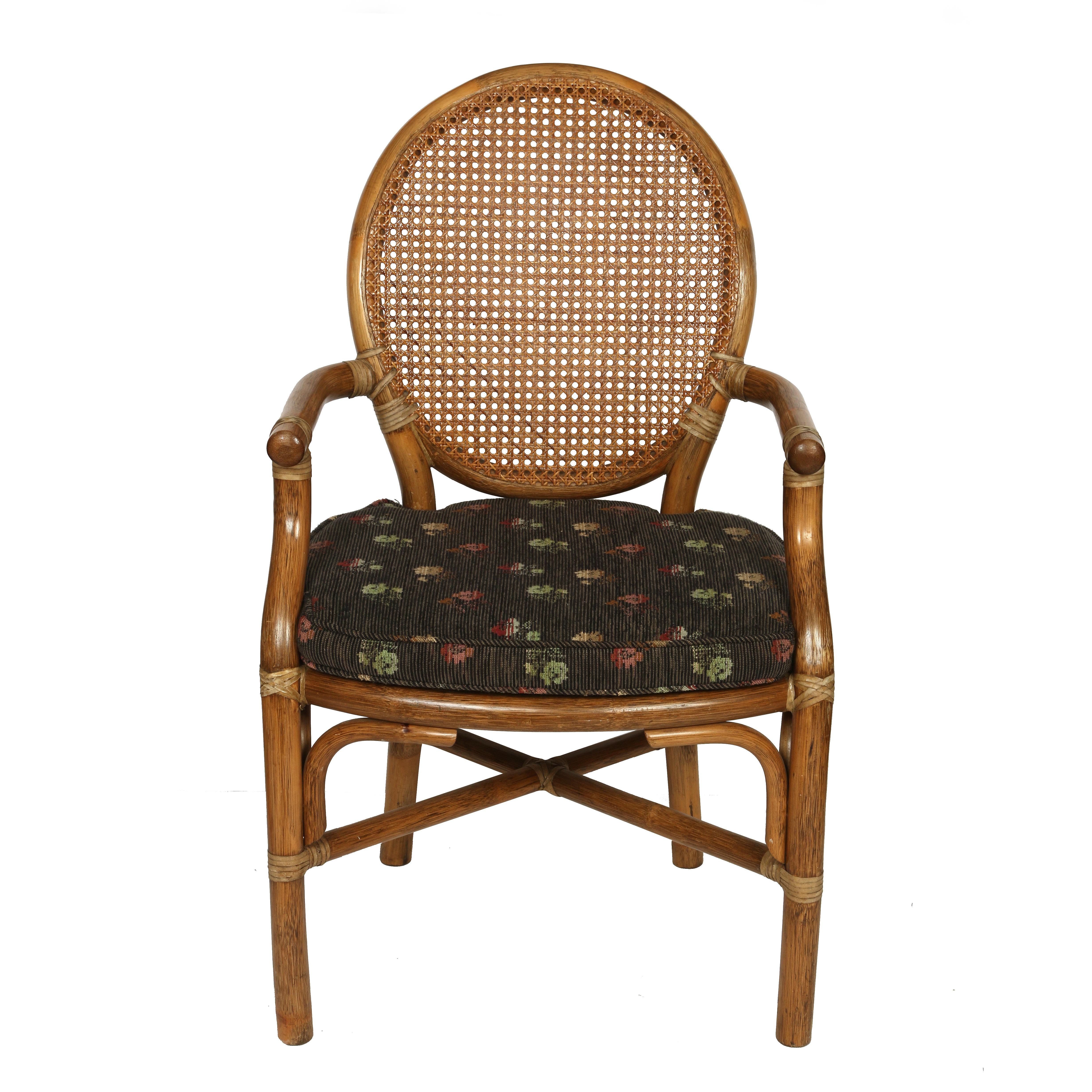 American Set of Four McGuire Style Caned Armchairs For Sale