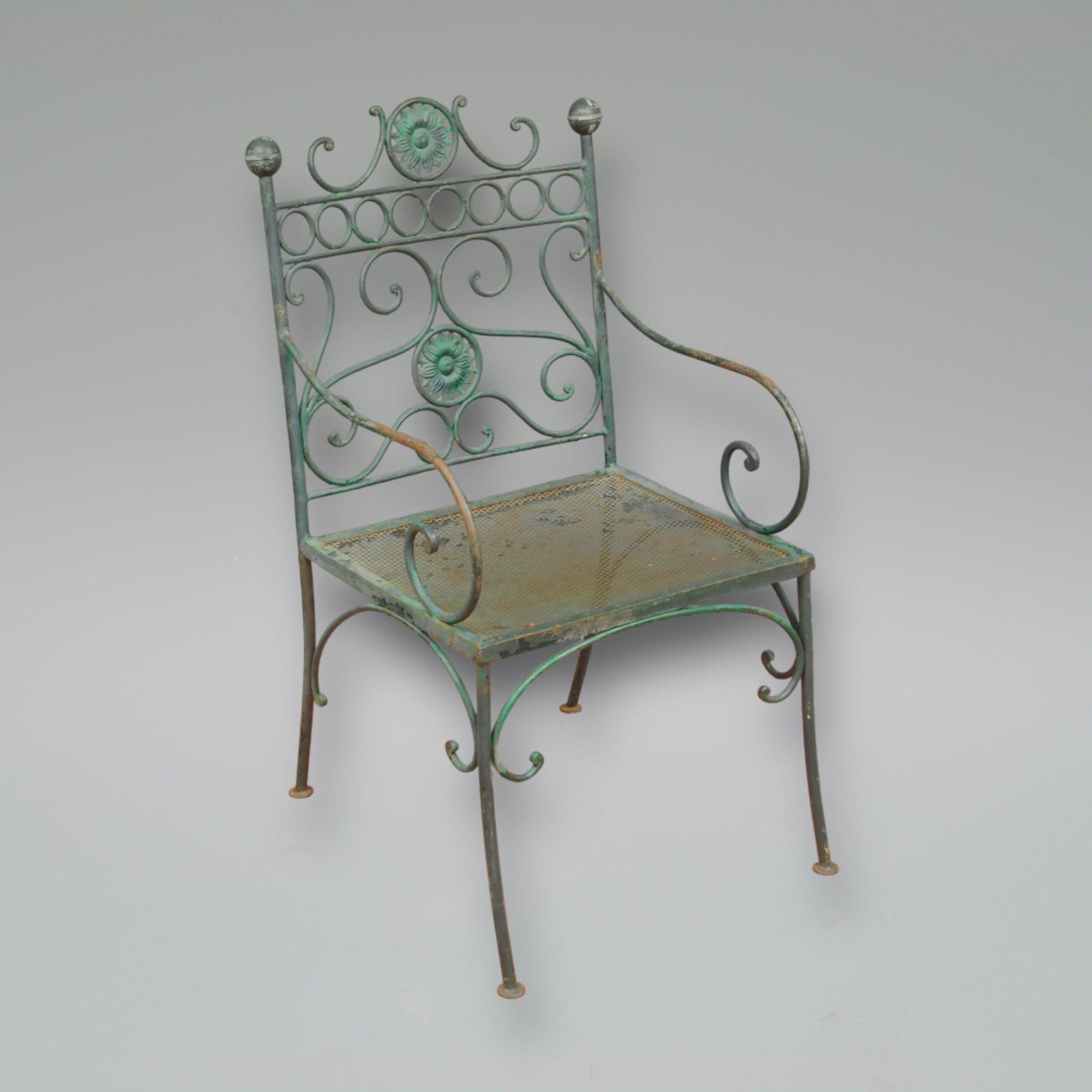 Painted A Set of Four Mid 20th Century French Metal Garden Chairs