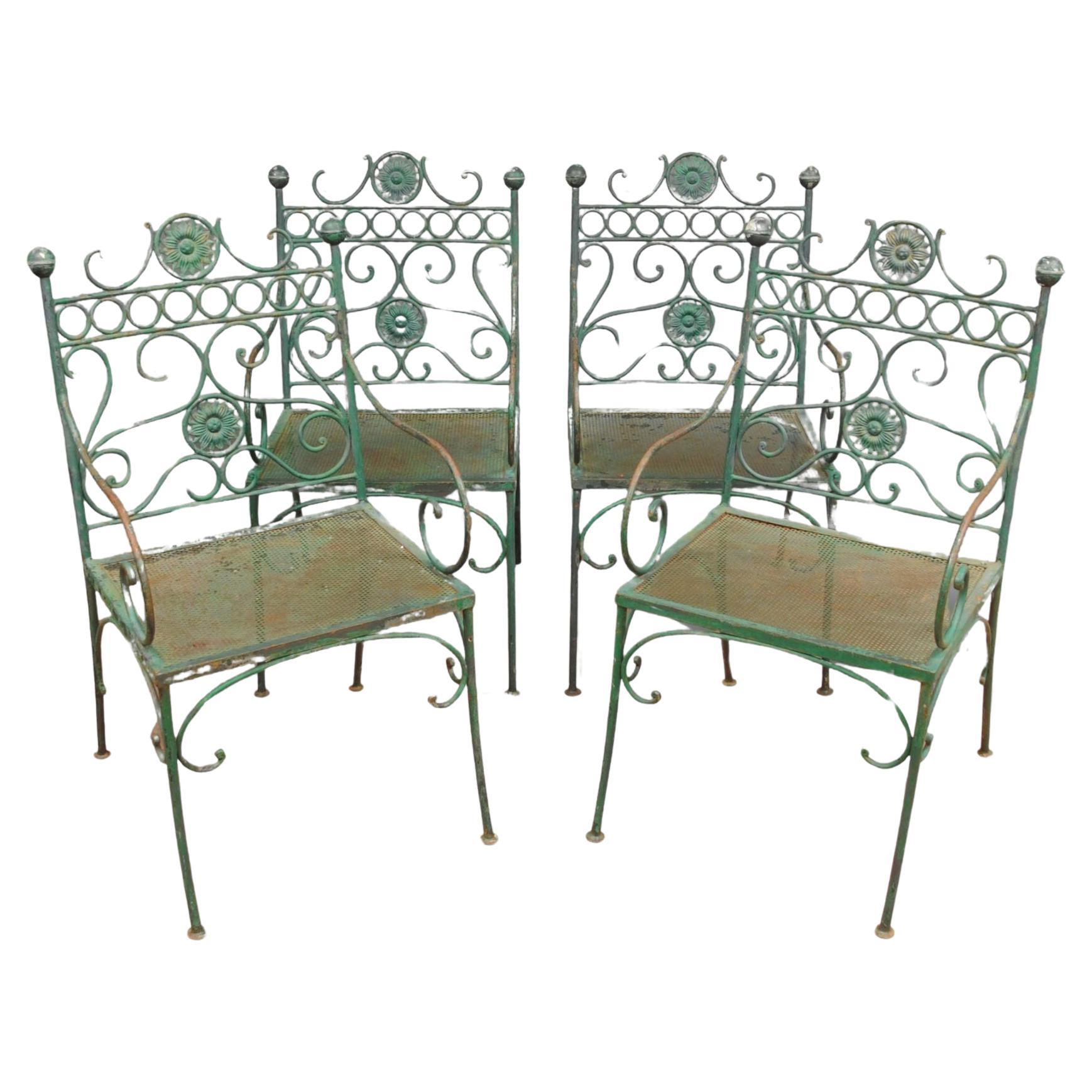 A Set of Four Mid 20th Century French Metal Garden Chairs