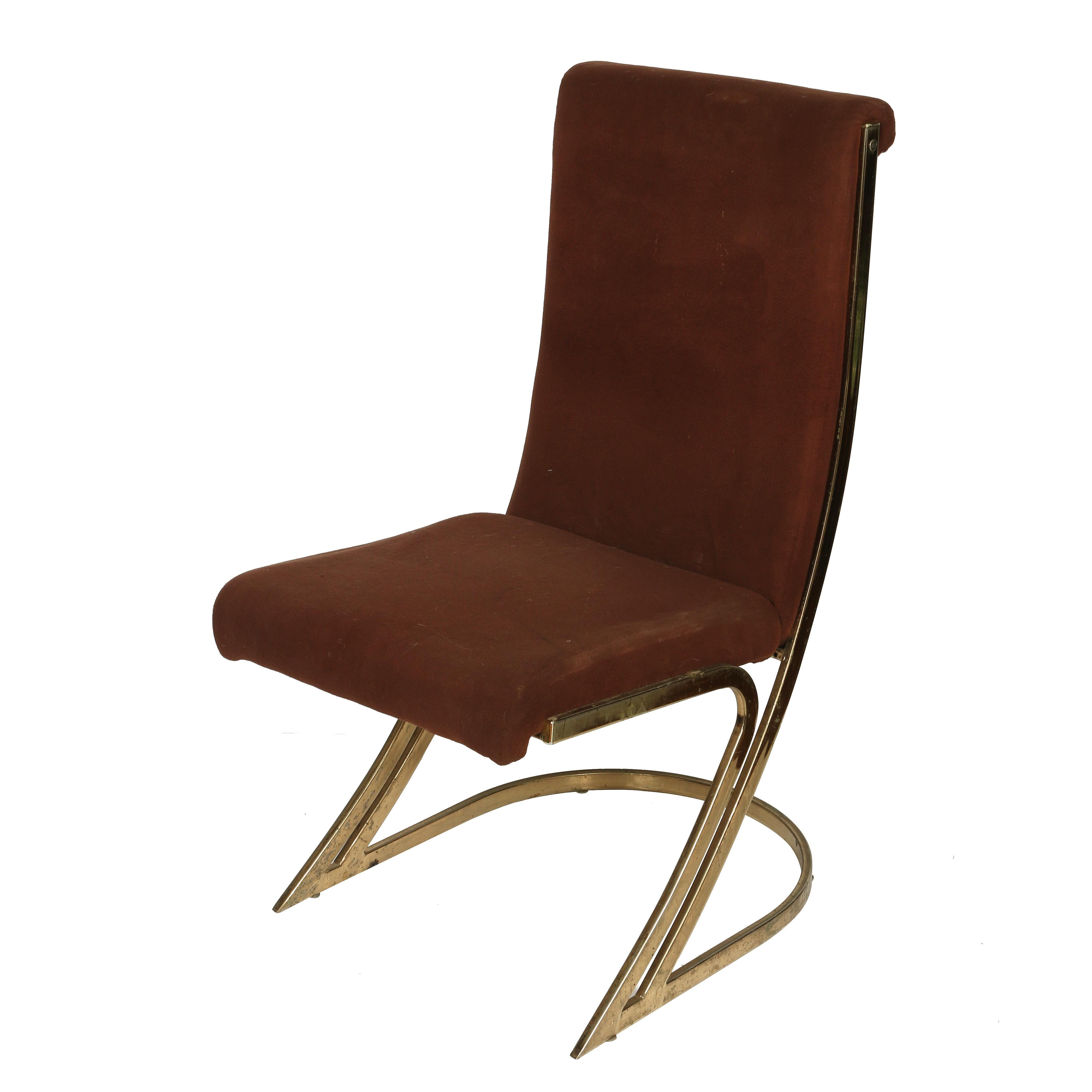 American Set of Four Midcentury Brass Side Chairs For Sale