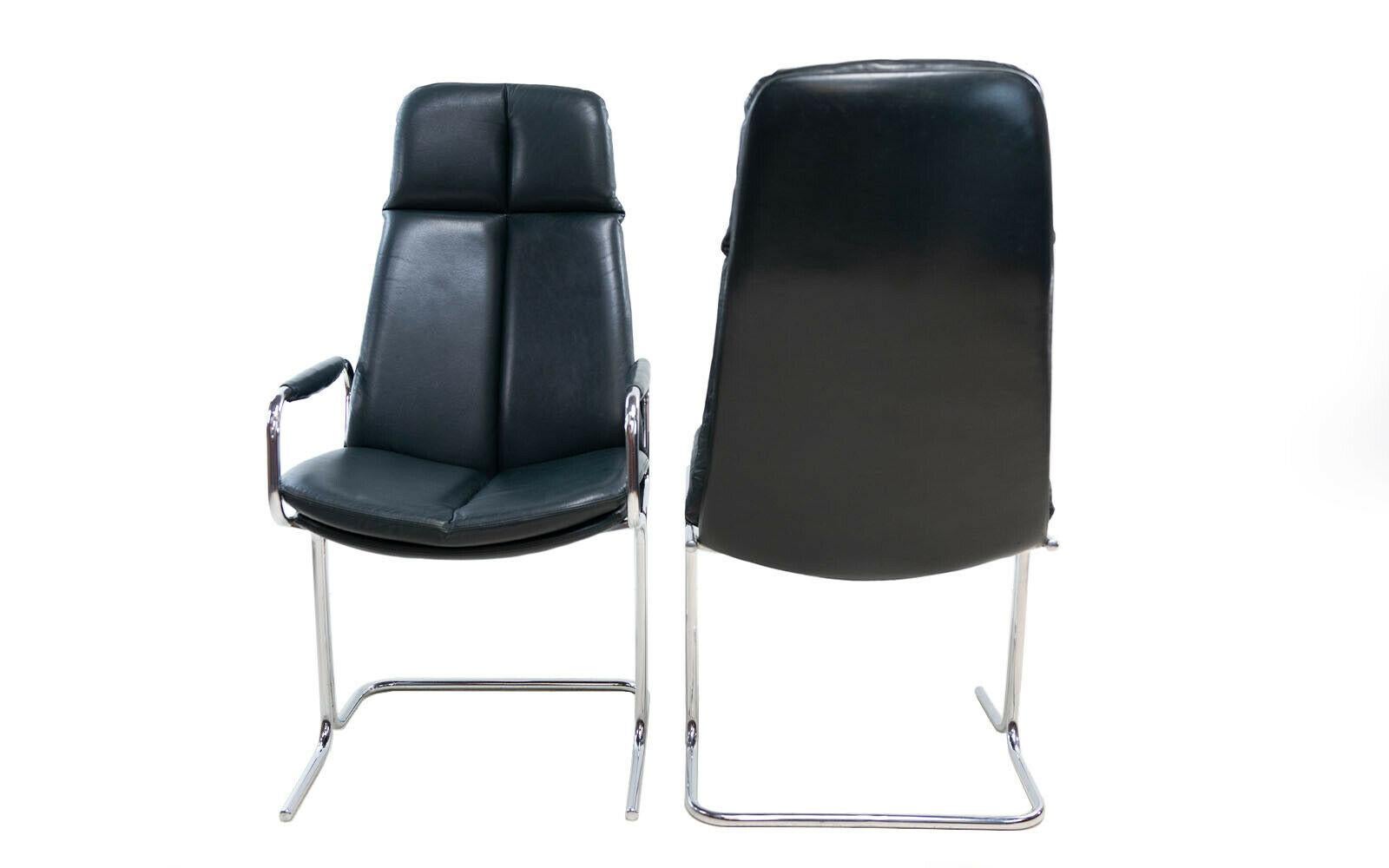 Set of Four Mid Century Leather Pieff Chairs by Tim Bates 1