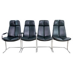 Set of Four Mid Century Leather Pieff Chairs by Tim Bates