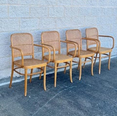 A Set of Four Mid Century Thonet Style Bentwood Prague Chairs