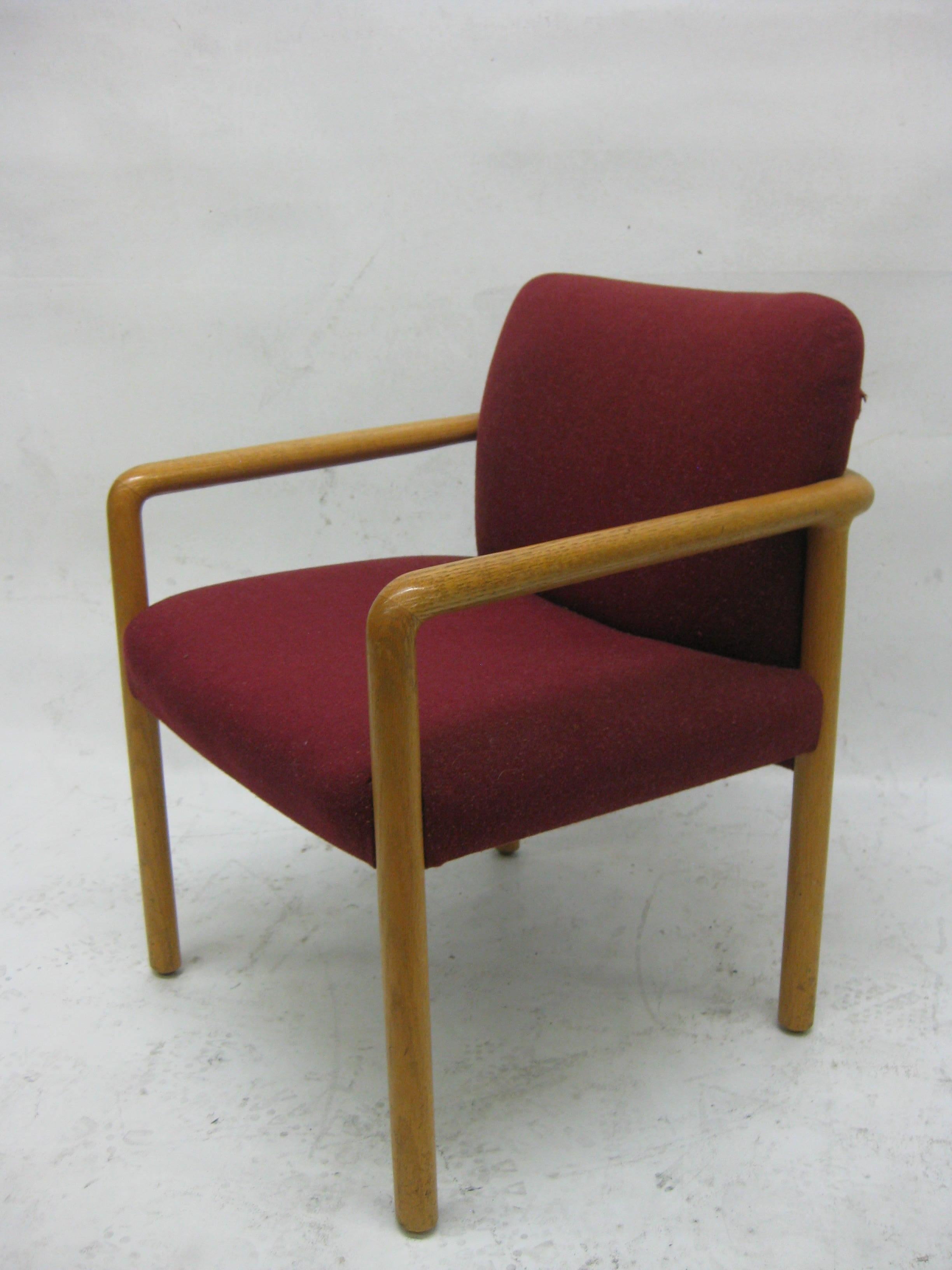 Mid-Century Modern Set of Four Midcentury Upholstered Oak Chairs