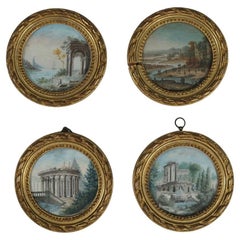 Set of Four Miniature Paintings Made Around Year 1800, Aquarelle