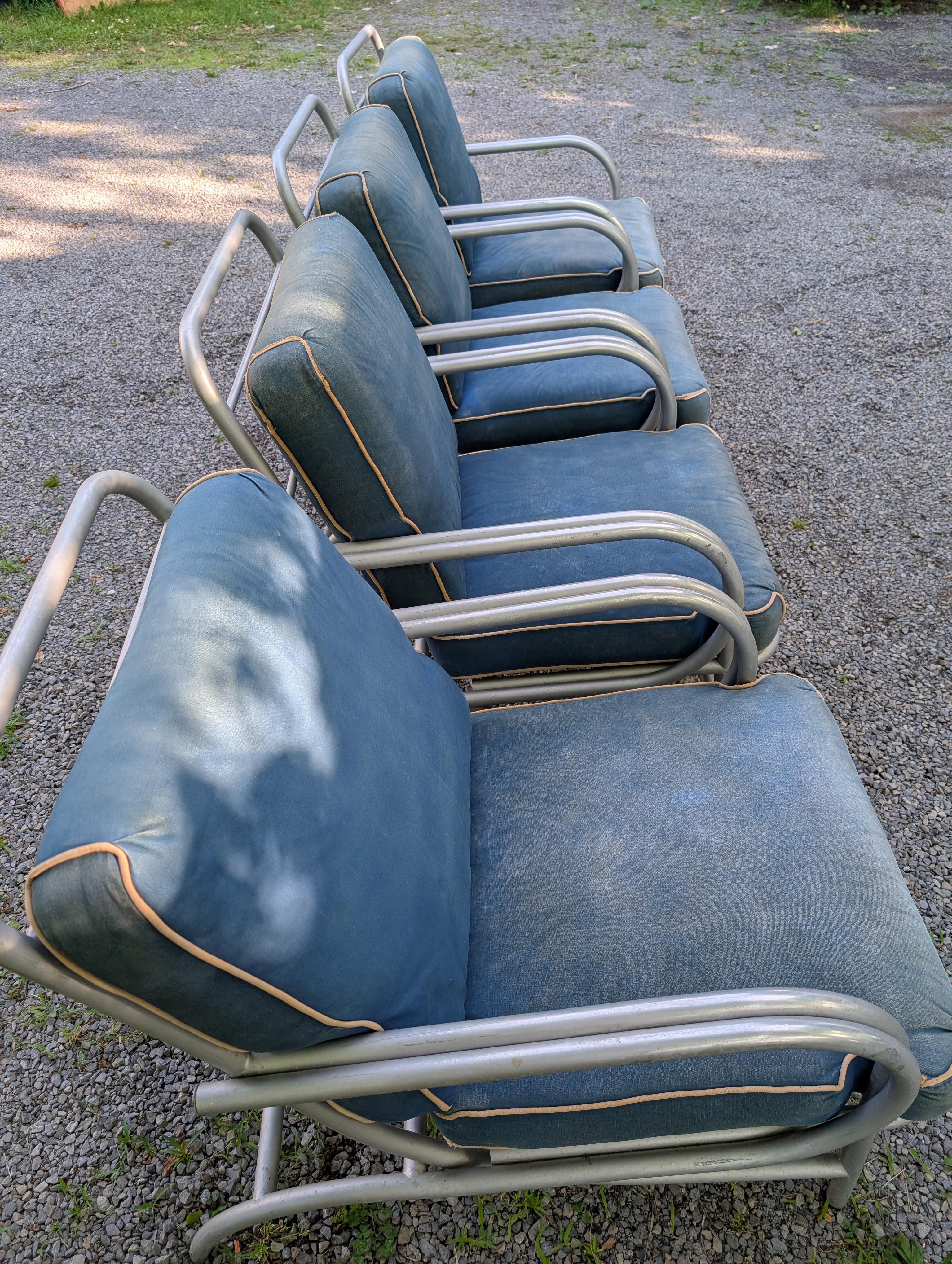 American A Set Of Four Modernist Armchairs ca' 1950's Aluminum For Patio/Garden For Sale
