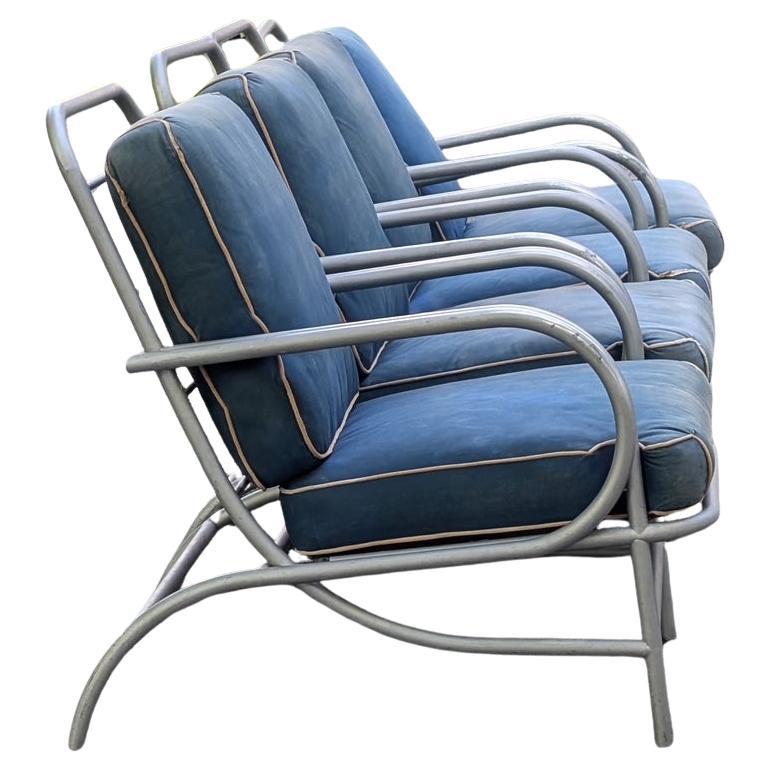 A Set Of Four Modernist Armchairs ca' 1950's Aluminum For Patio/Garden For Sale