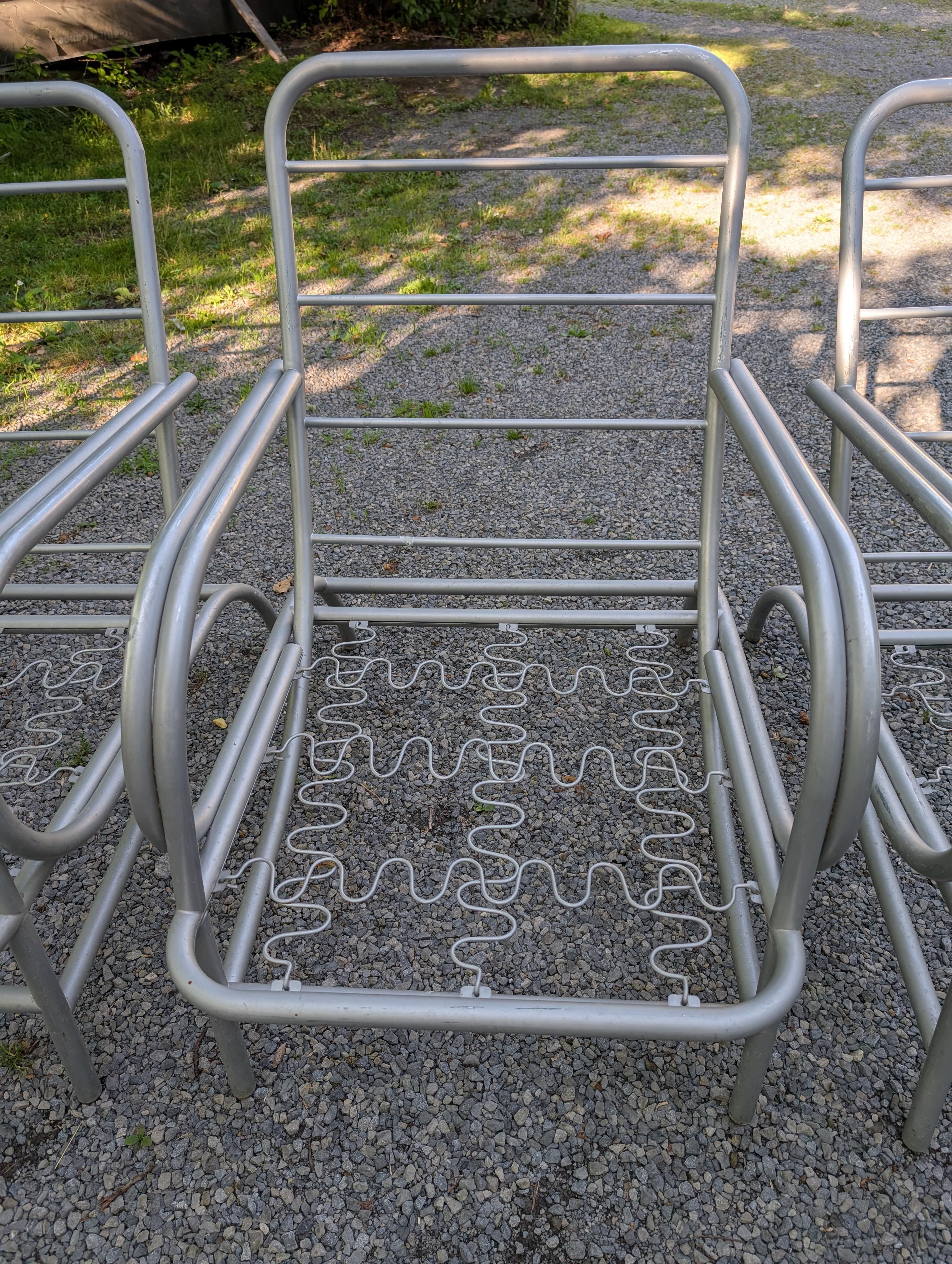 A Set Of Four Modernist Armchairs ca' 1950's Aluminum For Patio/Garden For Sale 1