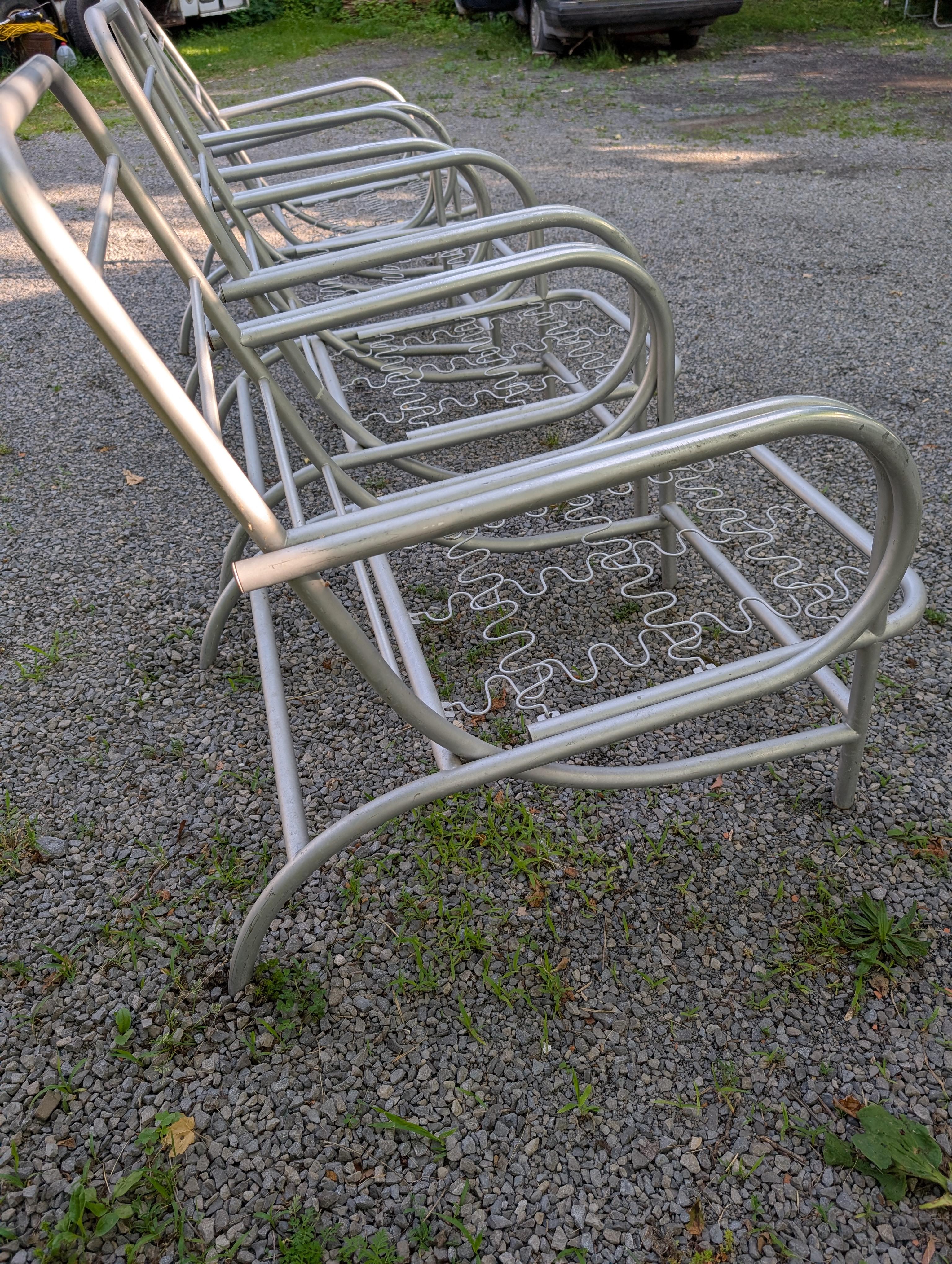 A Set Of Four Modernist Armchairs ca' 1950's Aluminum For Patio/Garden For Sale 2