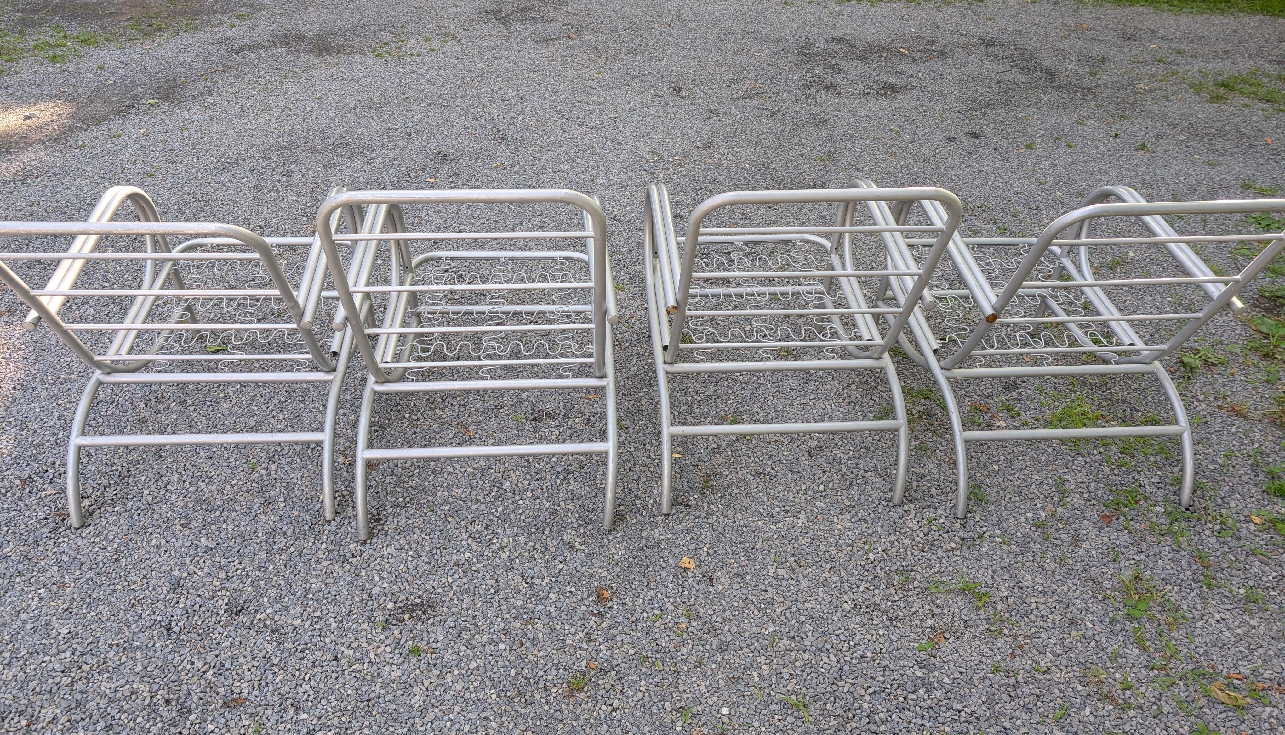 A Set Of Four Modernist Armchairs ca' 1950's Aluminum For Patio/Garden For Sale 3