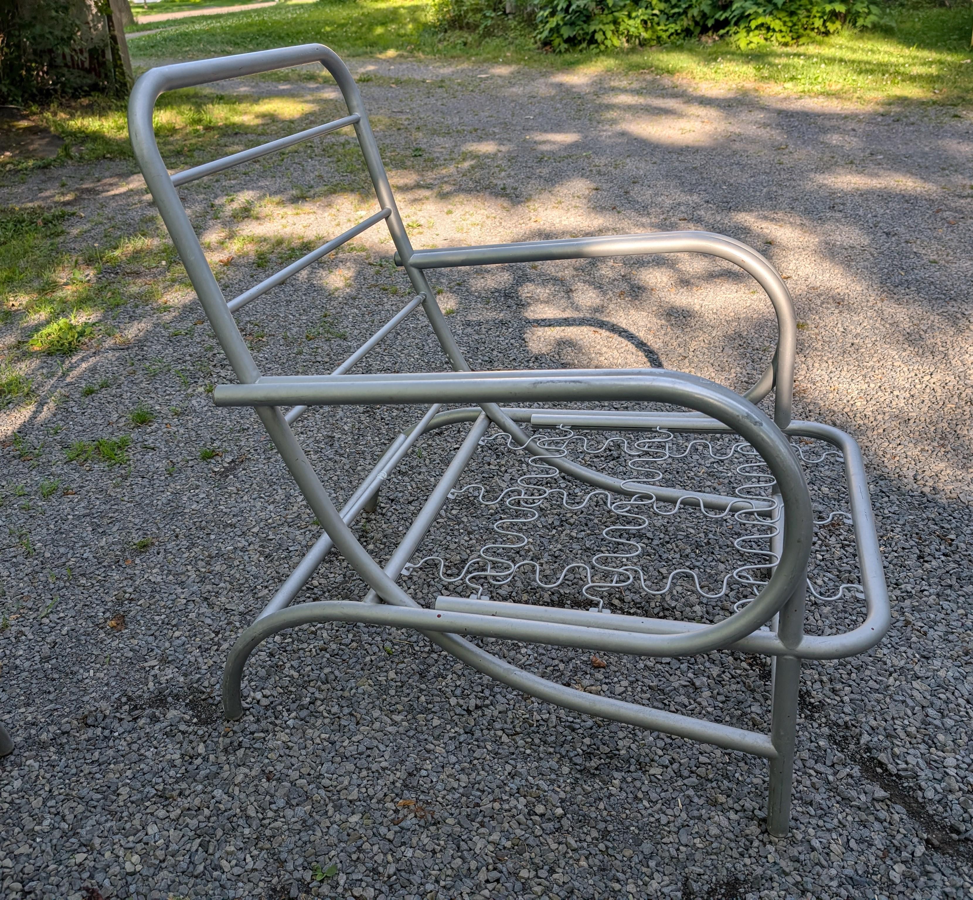 A Set Of Four Modernist Armchairs ca' 1950's Aluminum For Patio/Garden For Sale 4