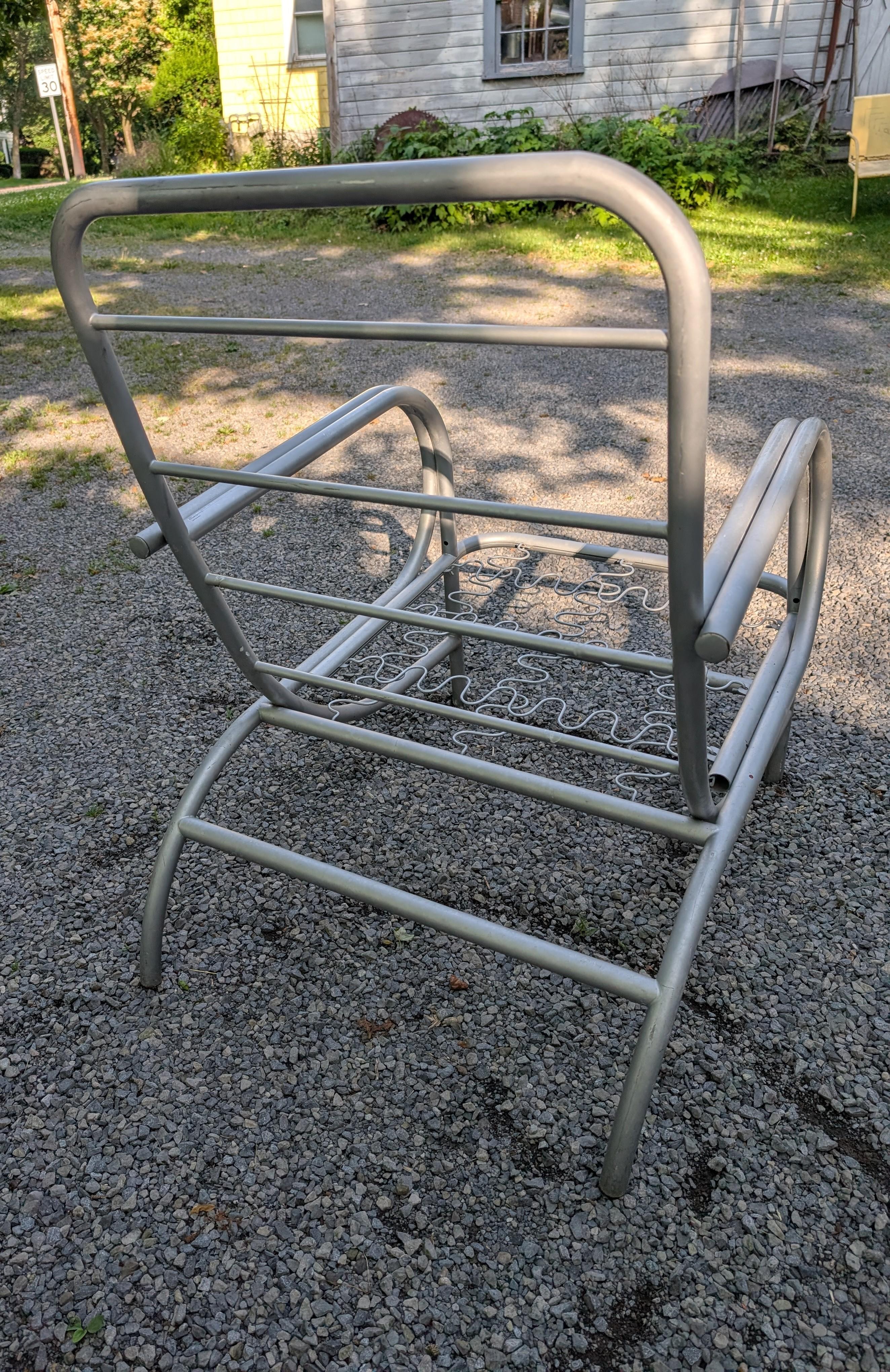 A Set Of Four Modernist Armchairs ca' 1950's Aluminum For Patio/Garden For Sale 5