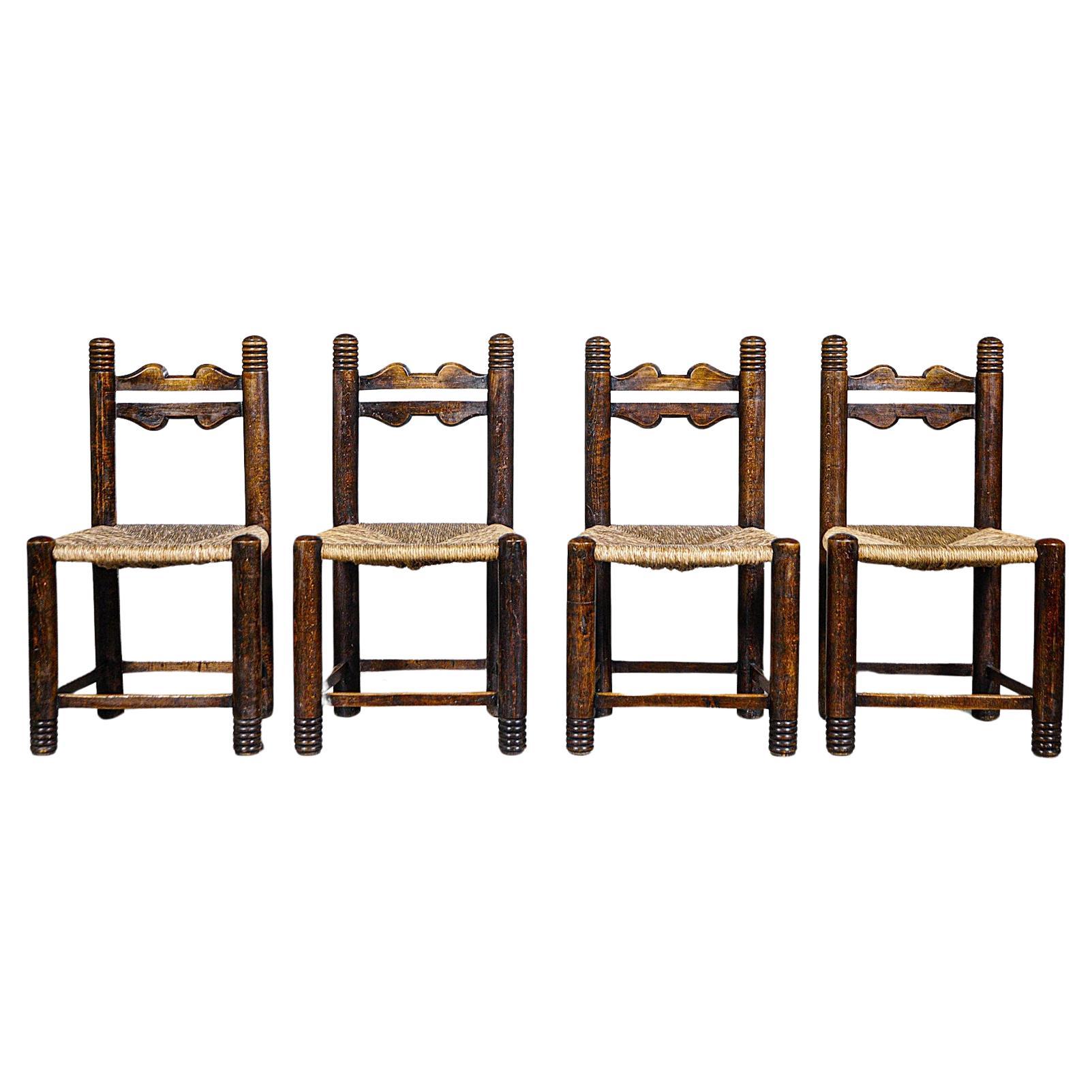 A Set of Four Mountain Dining Chairs France 1960's
