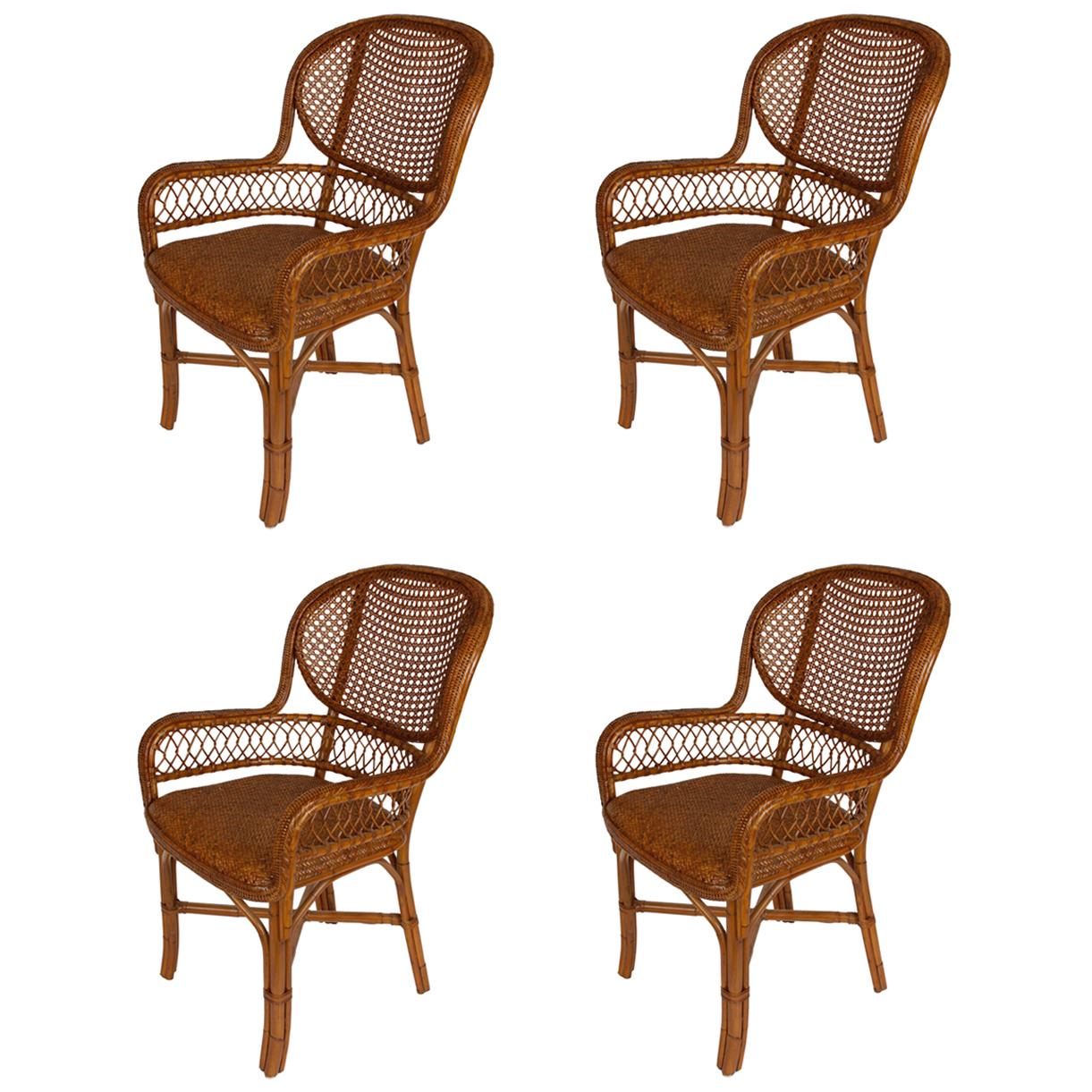 Set of Four Palacek Caned Indoor Chairs