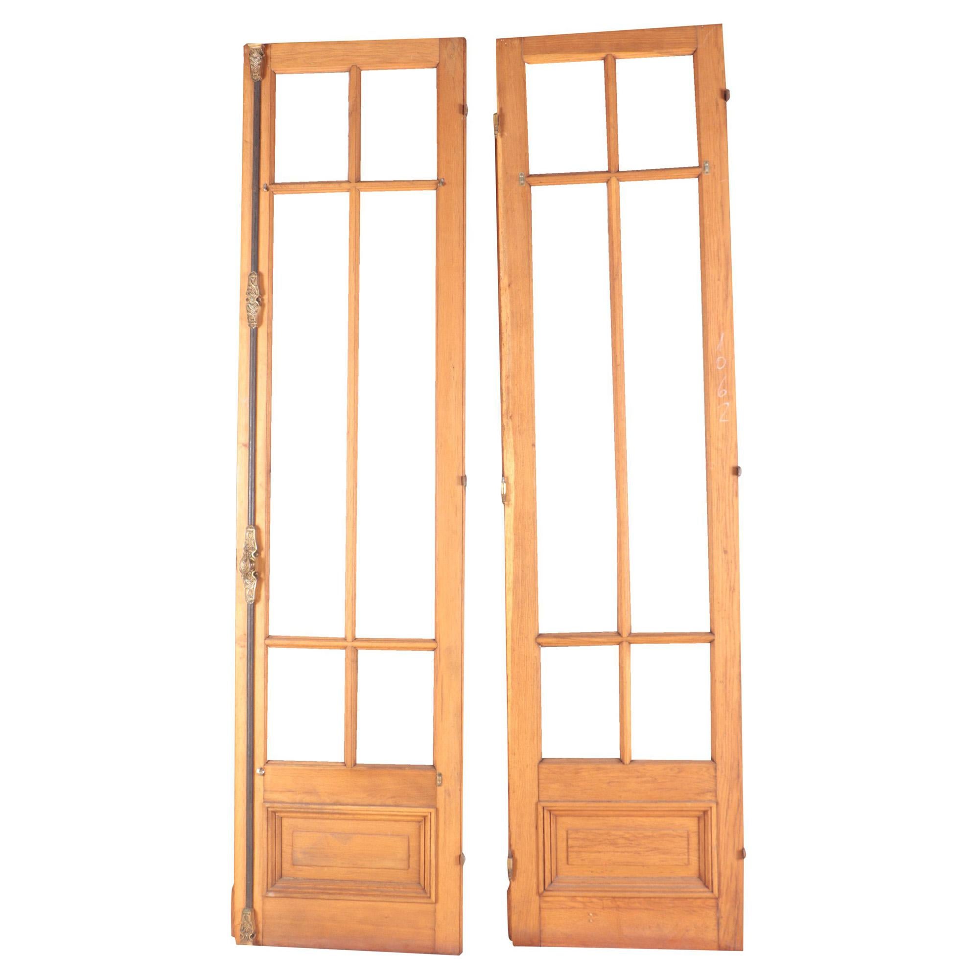 Set of Four Panel Oak Entry Doors with Beveled Glass, circa 1900 1