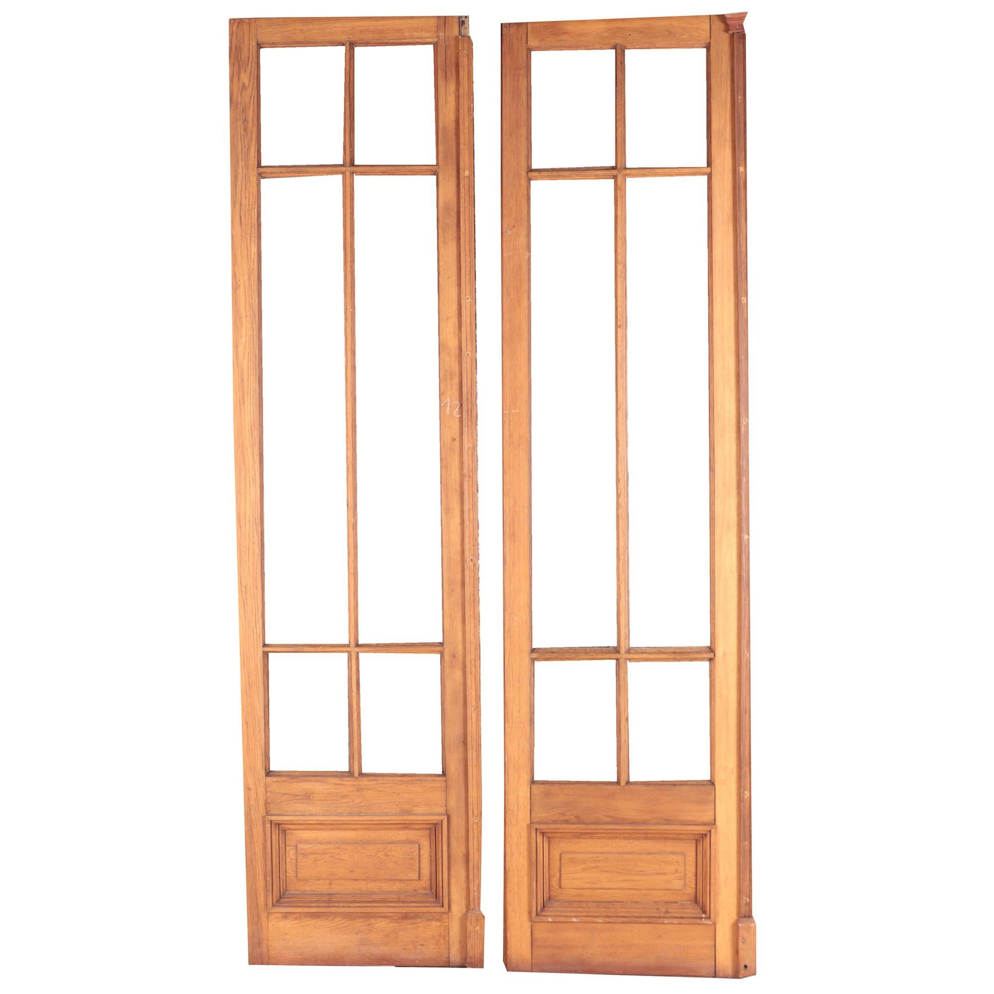 Set of Four Panel Oak Entry Doors with Beveled Glass, circa 1900 3