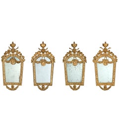 Four Petite Italian 18th Century Giltwood Mirrors