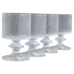 A set of four red wine glasses by LASIA, Finland mid 20th century