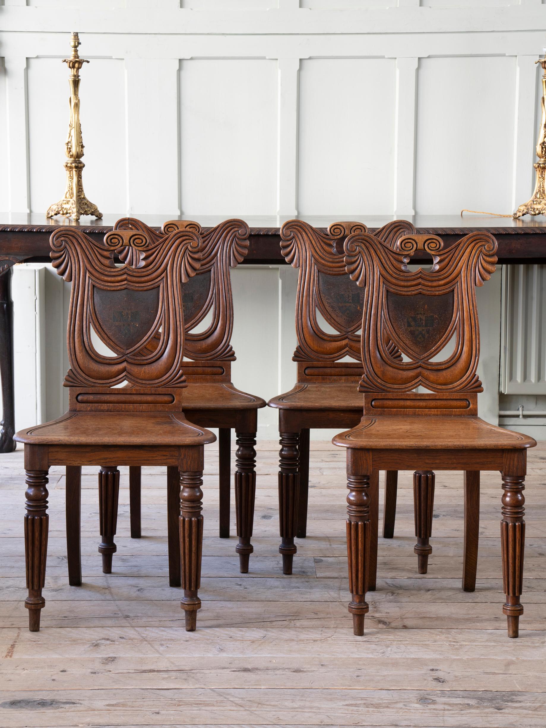 English Set of Four Regency Hall Chairs
