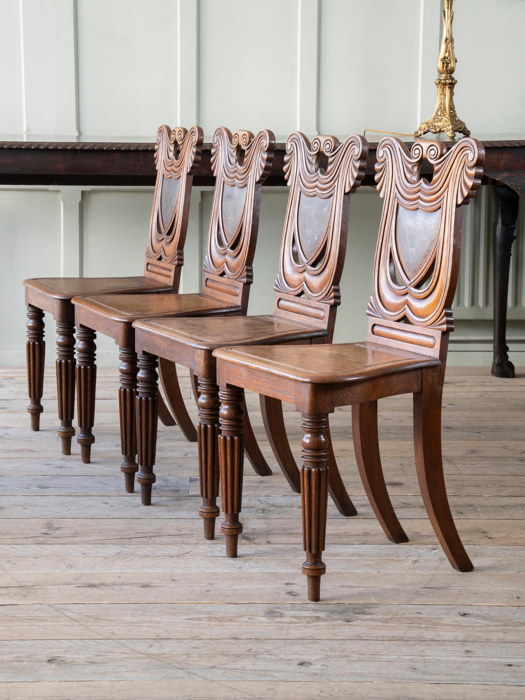 Set of Four Regency Hall Chairs In Good Condition In Conwy, GB