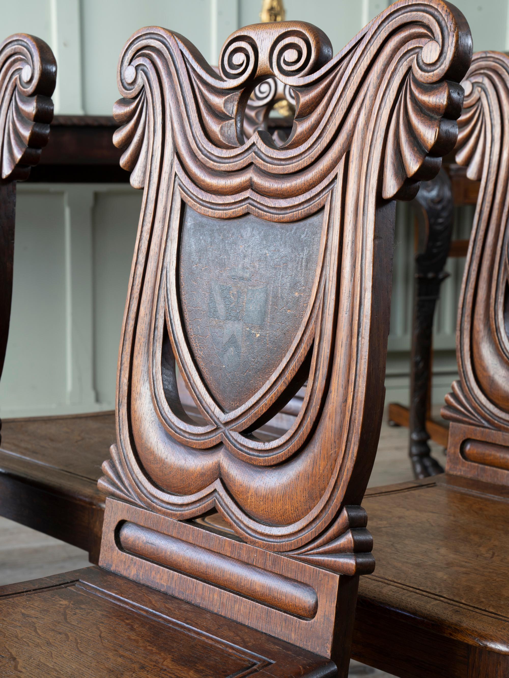 Oak Set of Four Regency Hall Chairs