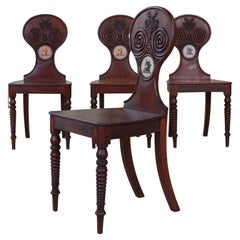 Set of Four Regency Mahogany Hall Chairs