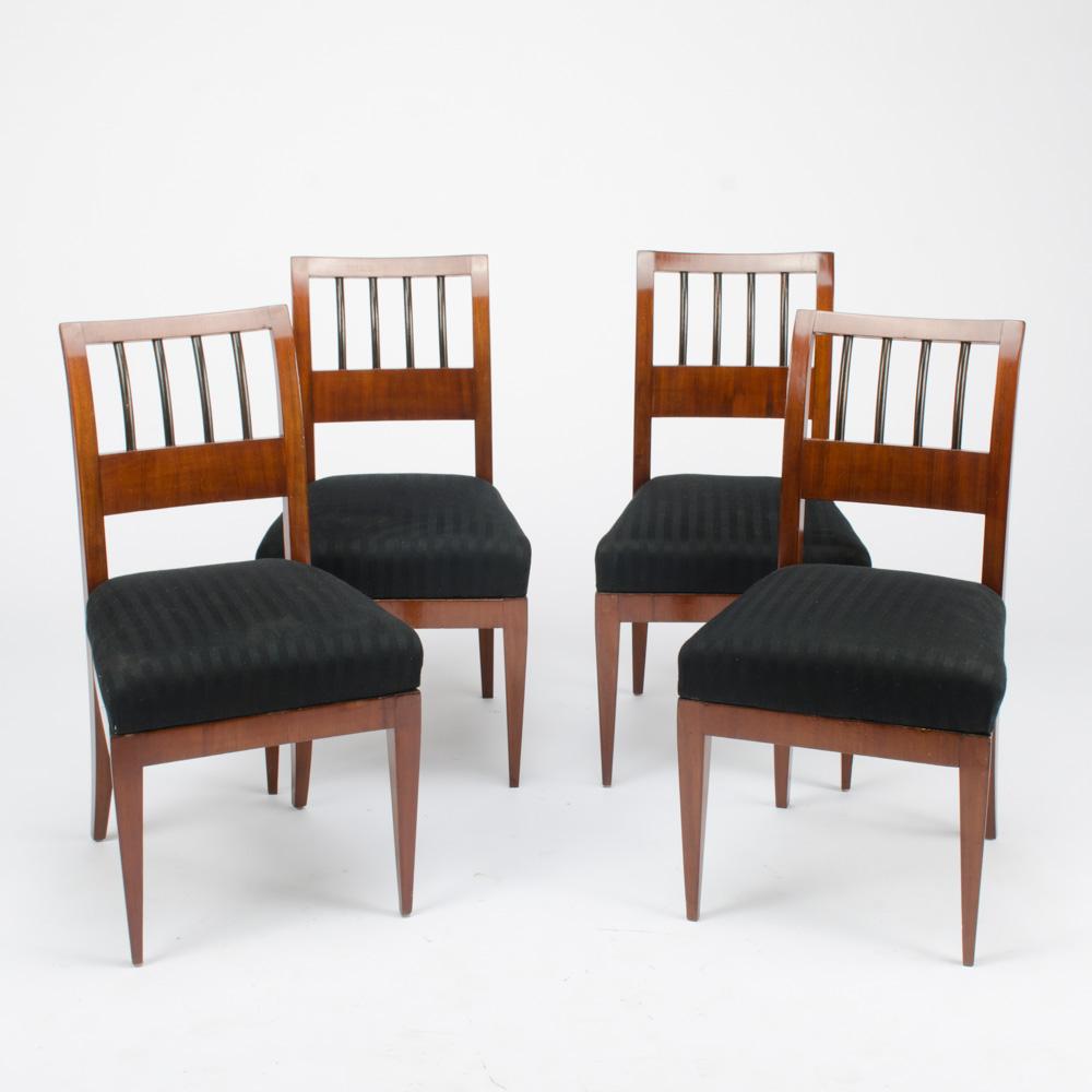 19th Century A Set of Four Restored, Mahogany Biedermeier Chairs circa 1840.