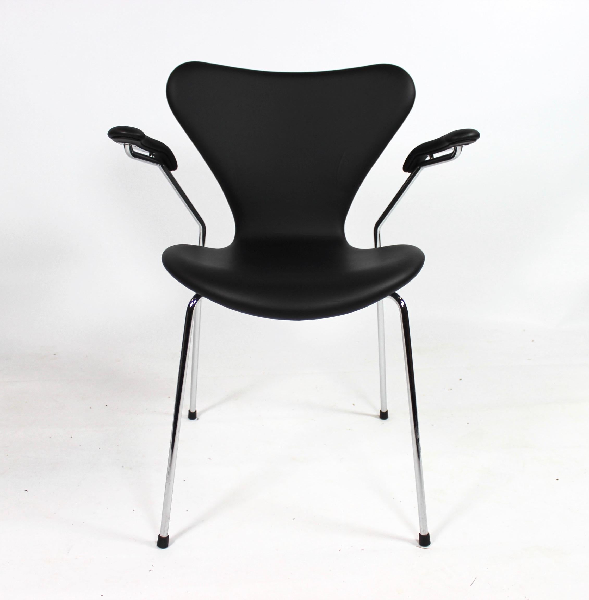 Exquisite Set of Four Seven Chairs, Model 3207, showcasing timeless elegance and comfort, originally envisioned by the iconic designer Arne Jacobsen in 1955, meticulously crafted by Fritz Hansen in 2016.

These chairs epitomize Jacobsen's vision of