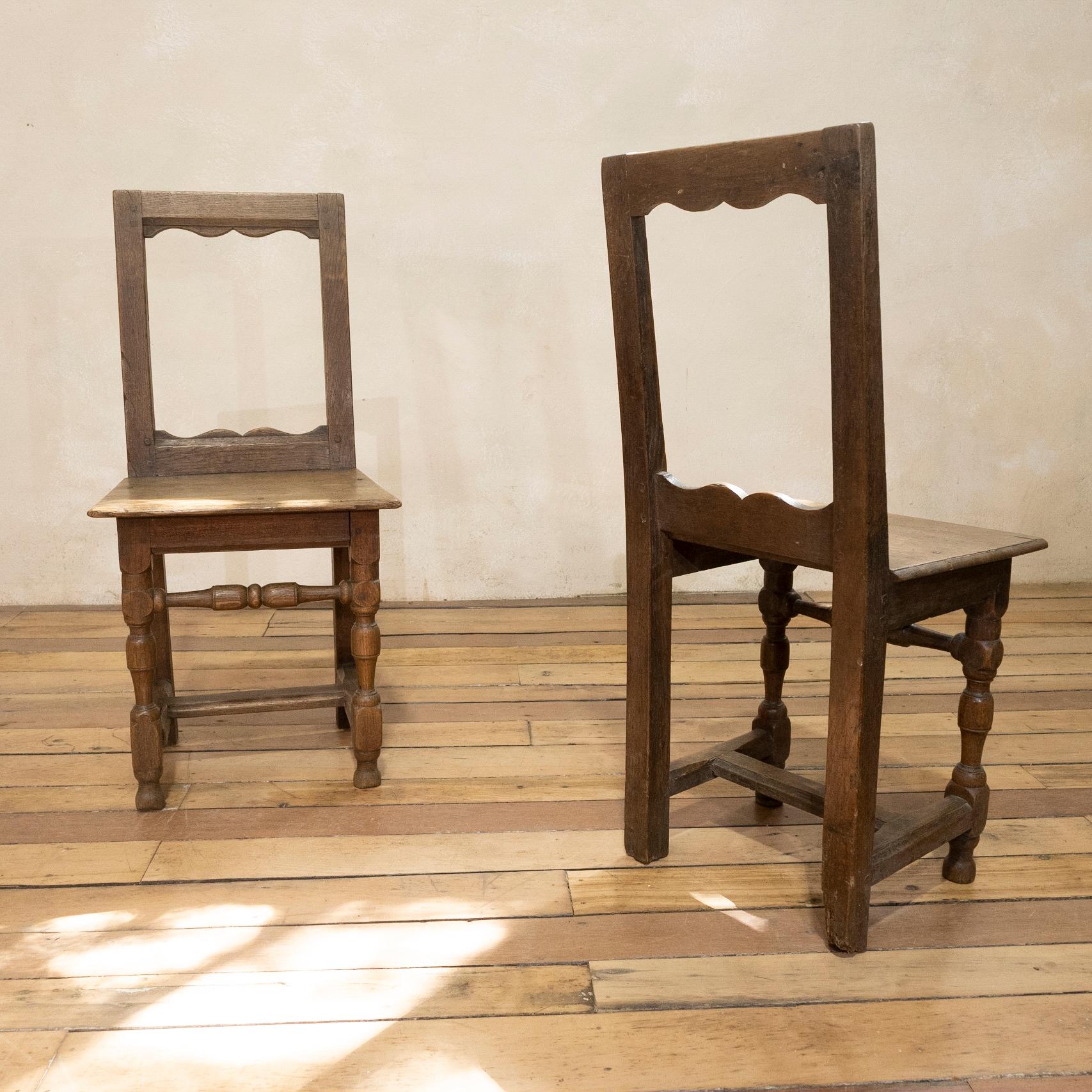 Set of Four Small French 18th Century Backstools, Lorraine Oak Side Chairs 6
