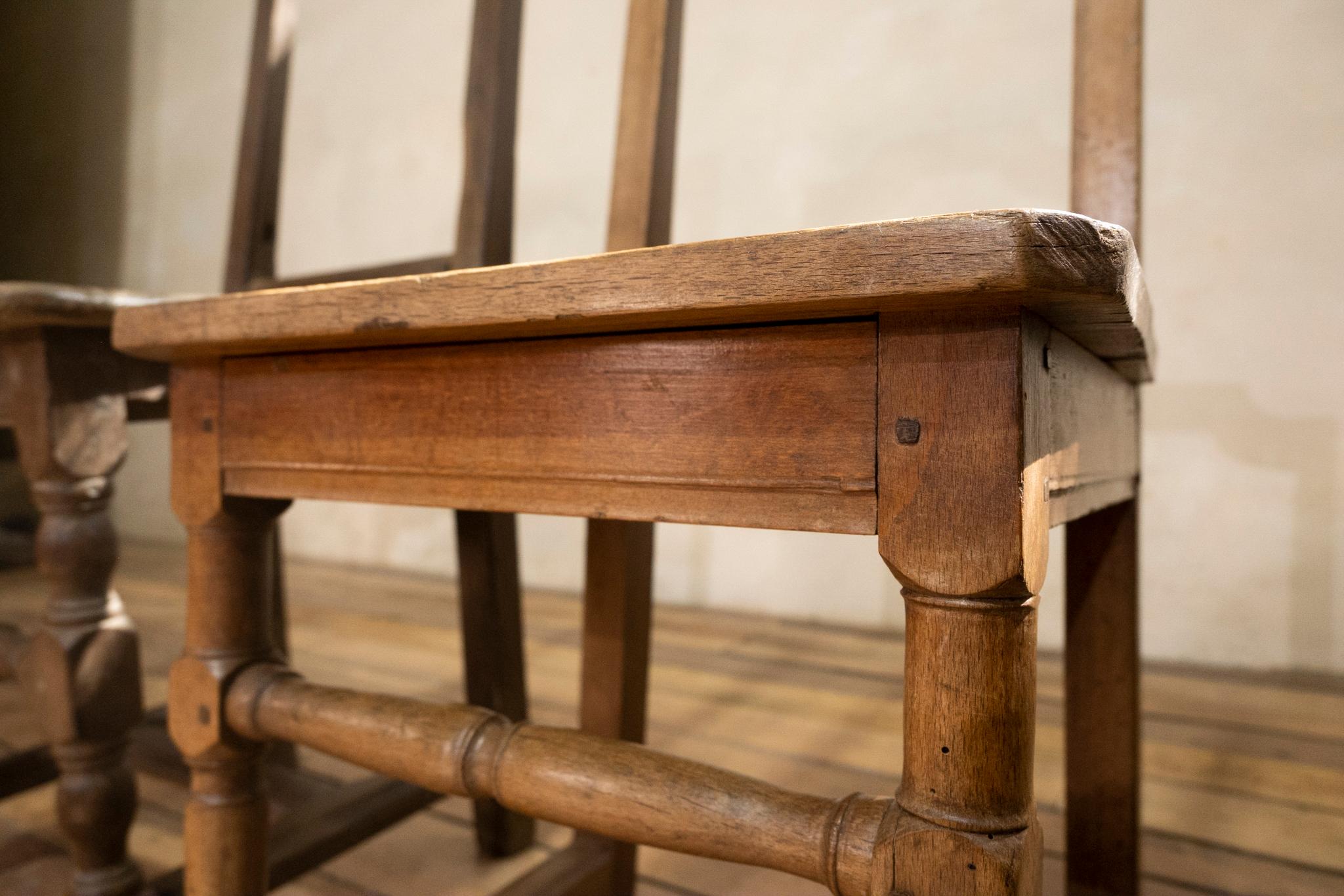 Set of Four Small French 18th Century Backstools, Lorraine Oak Side Chairs 2