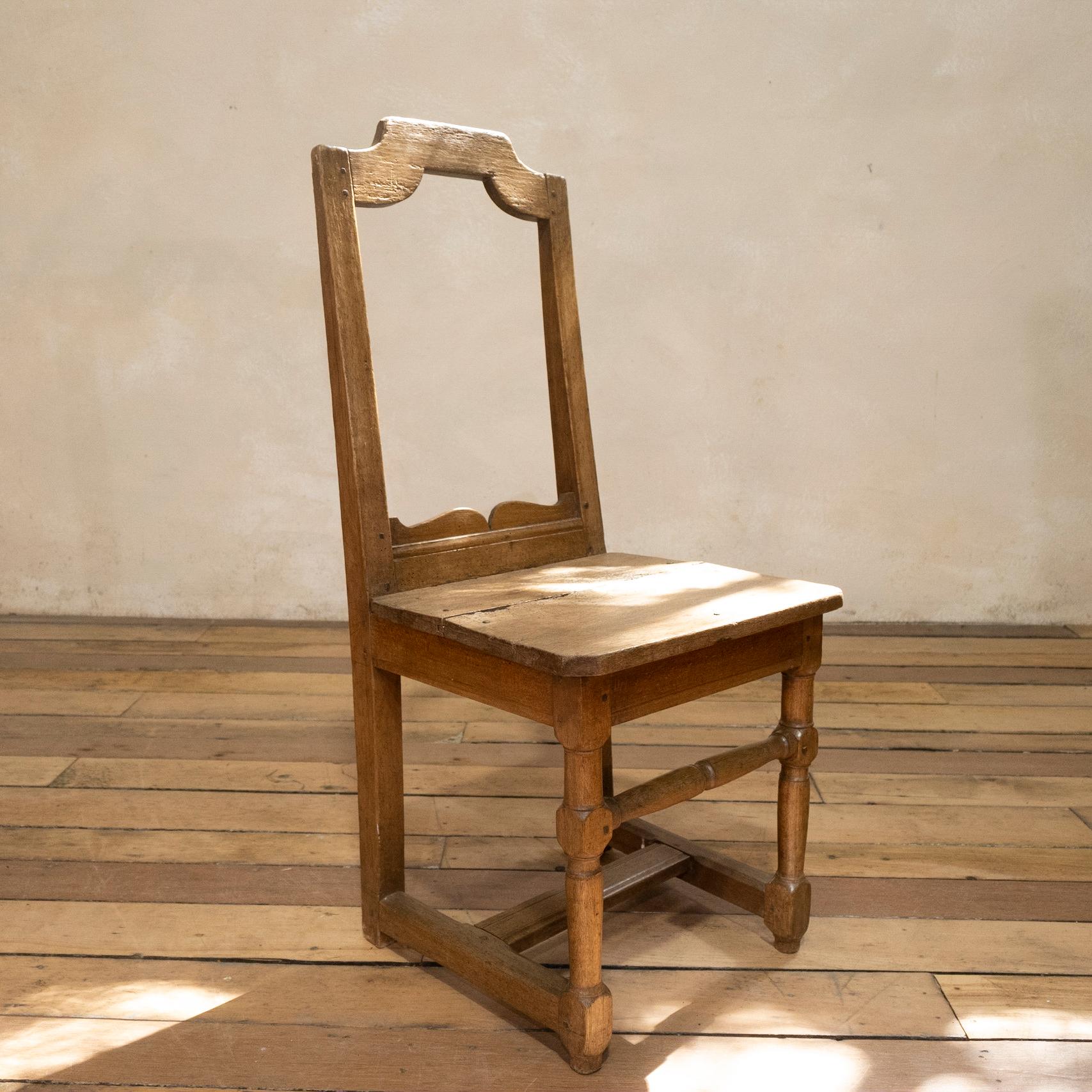 Set of Four Small French 18th Century Backstools, Lorraine Oak Side Chairs 4