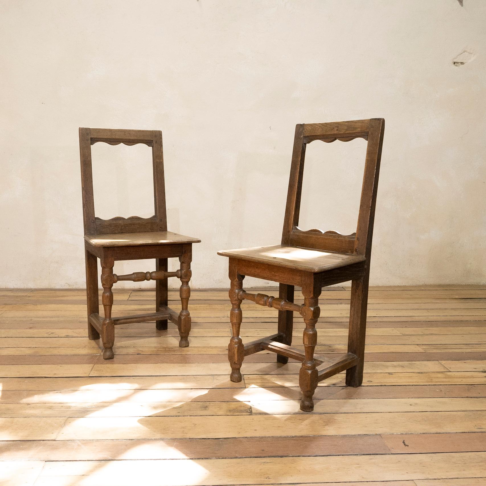 Set of Four Small French 18th Century Backstools, Lorraine Oak Side Chairs 5