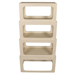 Set of Four Stacking Cubes in Lacquered Grasscloth