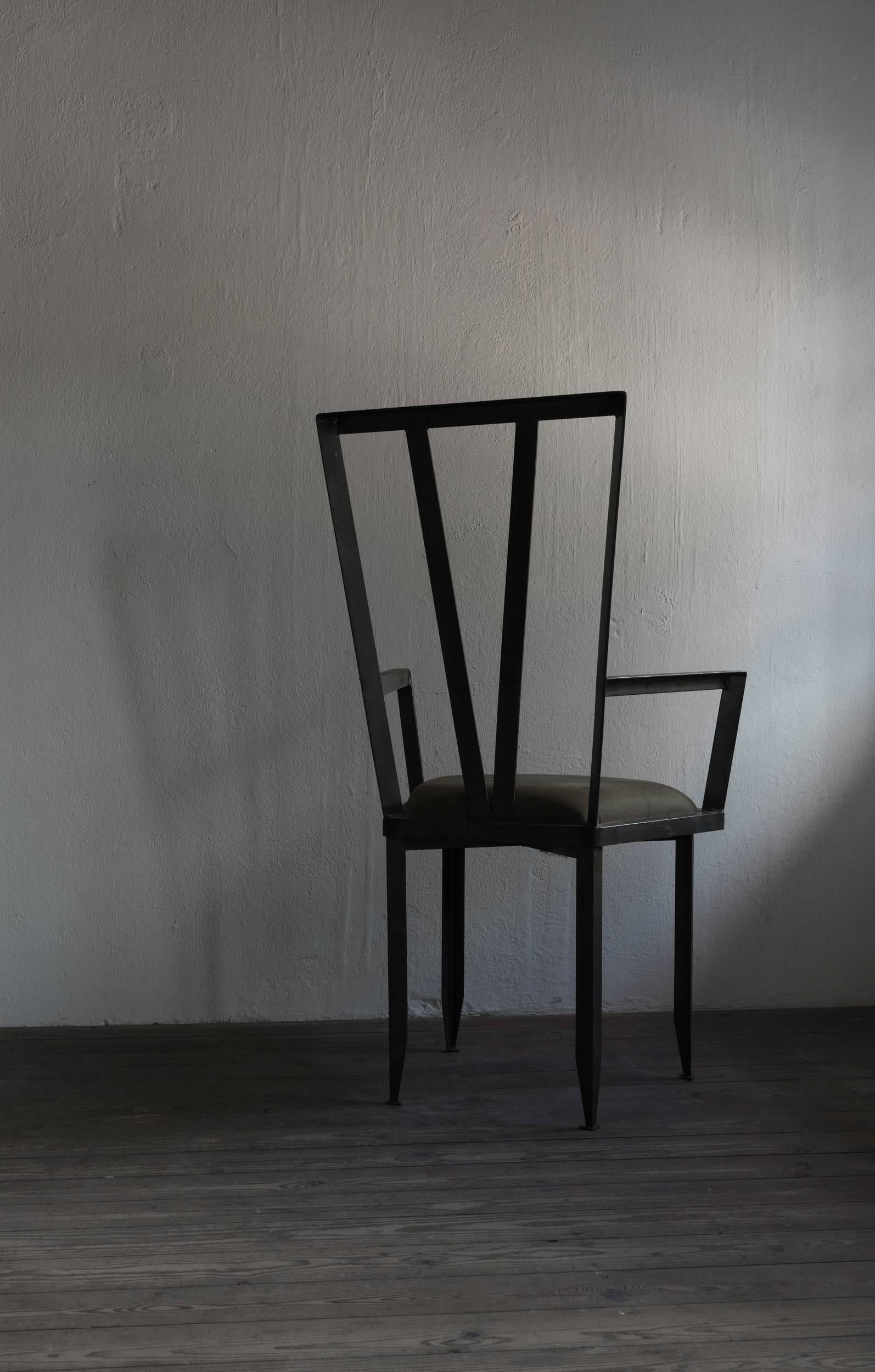 Fin du 20e siècle Ensemble de quatre fauteuils en acier, France, vers 1970 en vente
