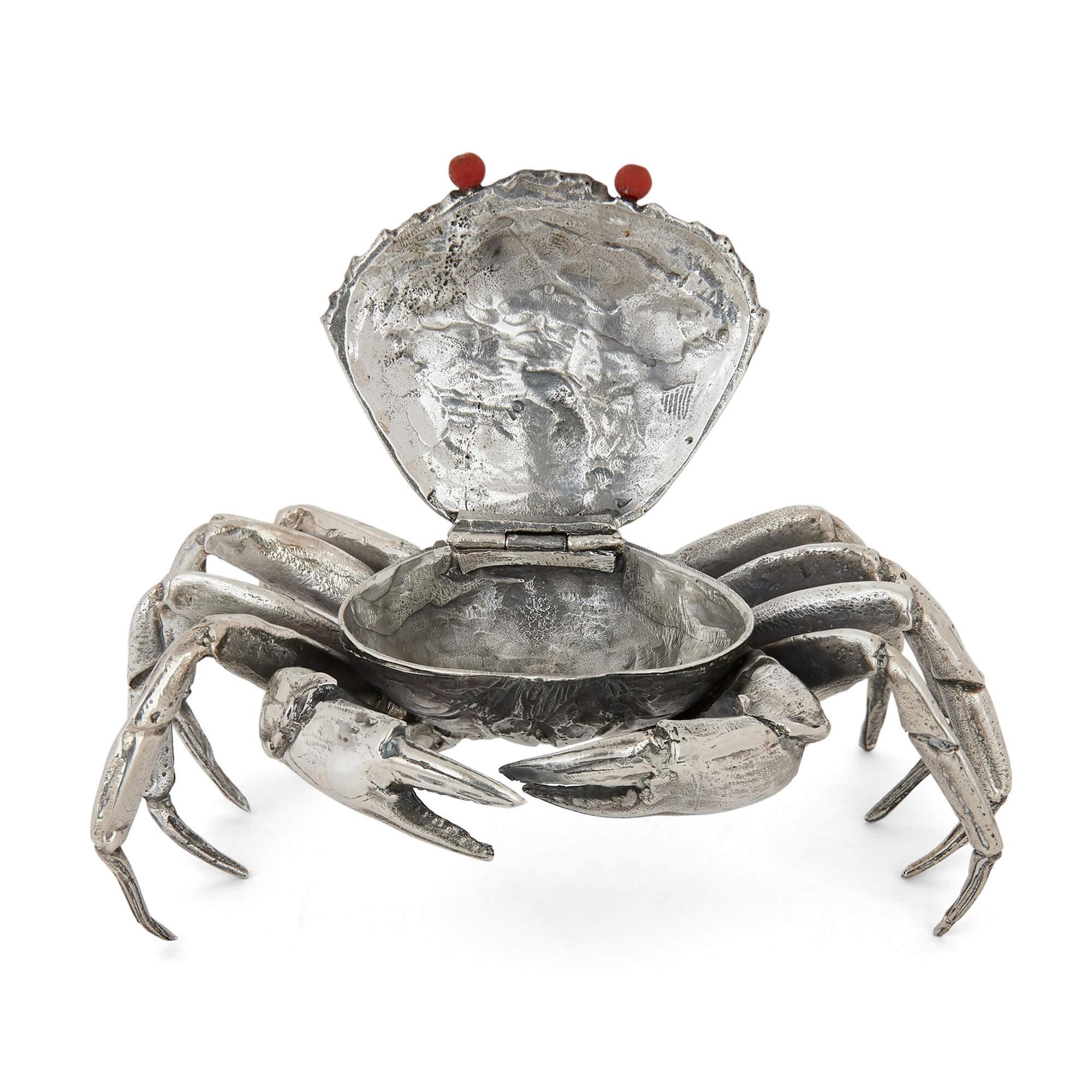 A set of four sterling silver crab-form boxes by Buccellati In Good Condition For Sale In London, GB
