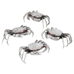 A set of four sterling silver crab-form boxes by Buccellati