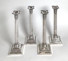 A Set of Four Sterling Silver Gorham Column Form Candlesticks