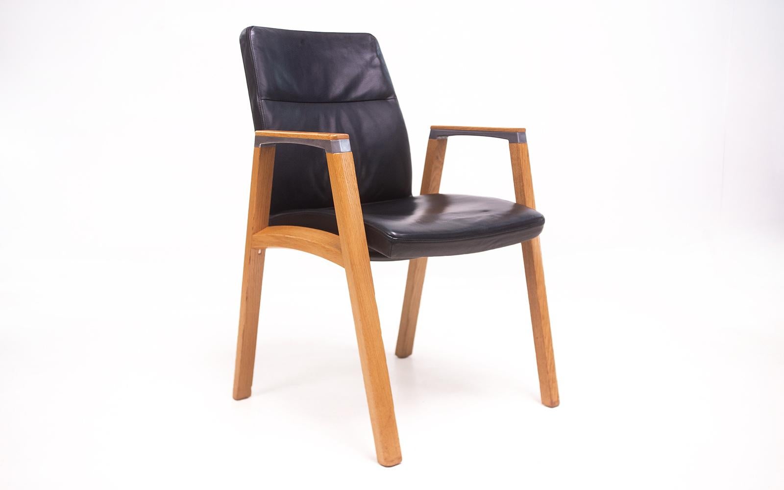 British Set of Four Sven Christiansen for Sven Fulcrum Leather Office Armchairs For Sale