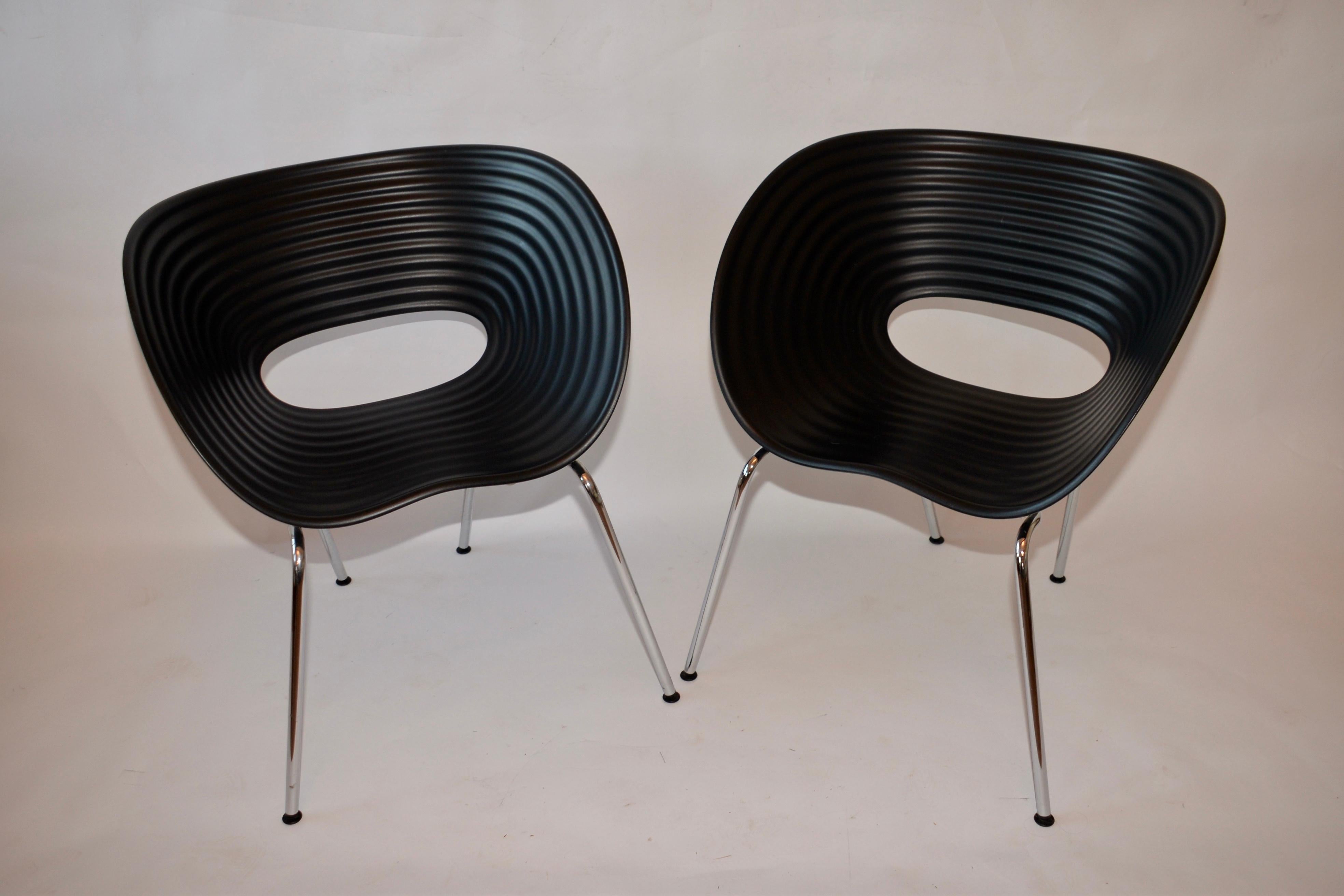 Swiss Set of Four Tom Vac Chairs by Ron Arad for Vitra in Black