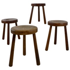 Ensemble de quatre tabourets de berger tripodes - France - 1950