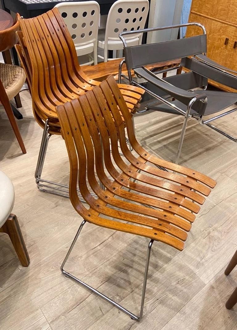 Mid-Century Modern A Set Of Four Vintage Teak Hans Bratturd Junior Scandia Chairs For Sale