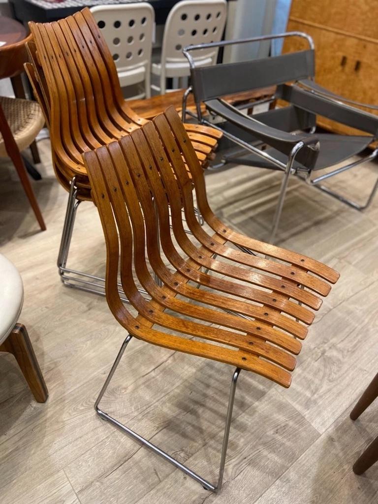20th Century A Set Of Four Vintage Teak Hans Bratturd Junior Scandia Chairs For Sale