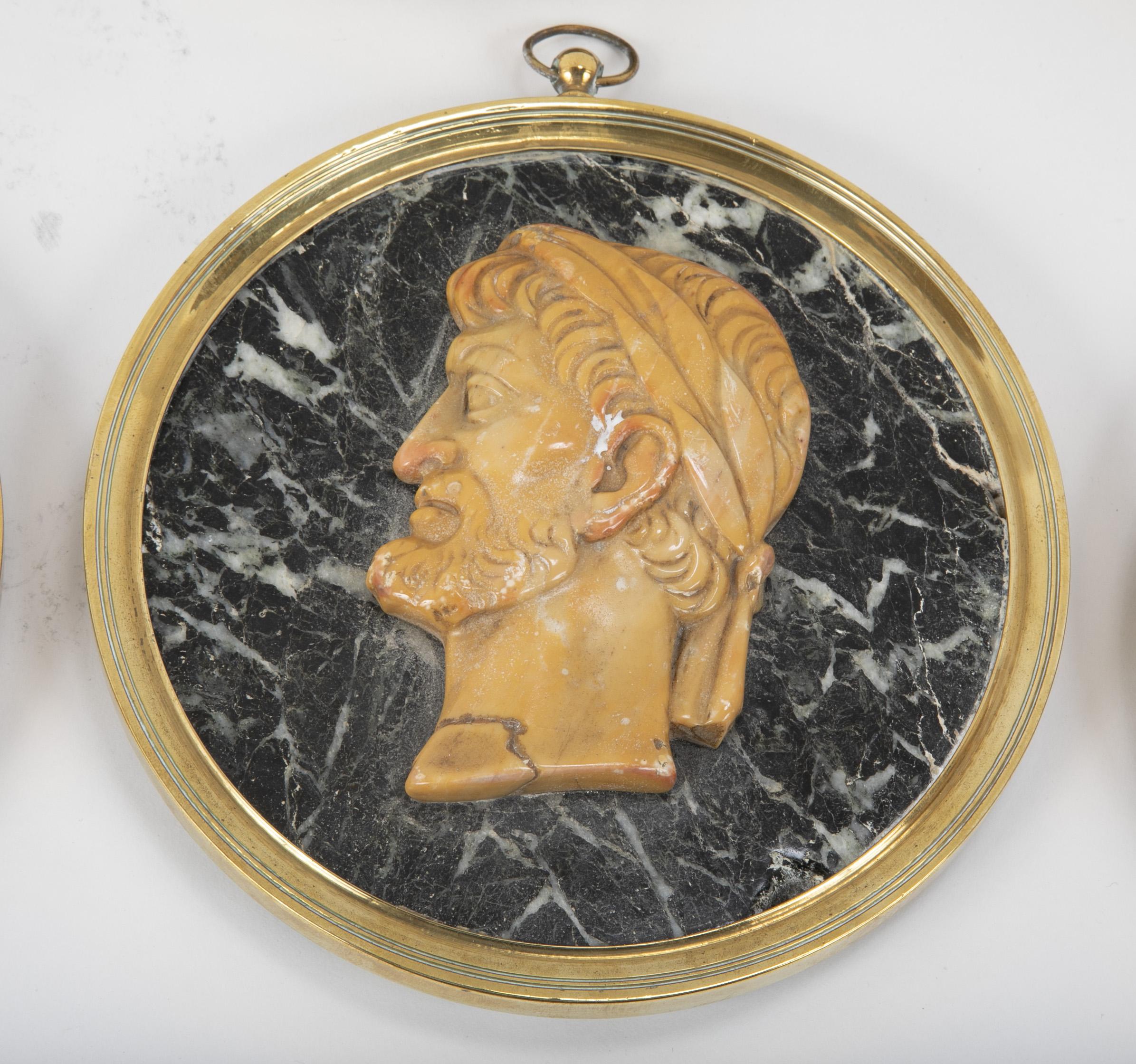 Italian Set of Fourteen 19th Century Marble Profile Portraits of Roman Emperors