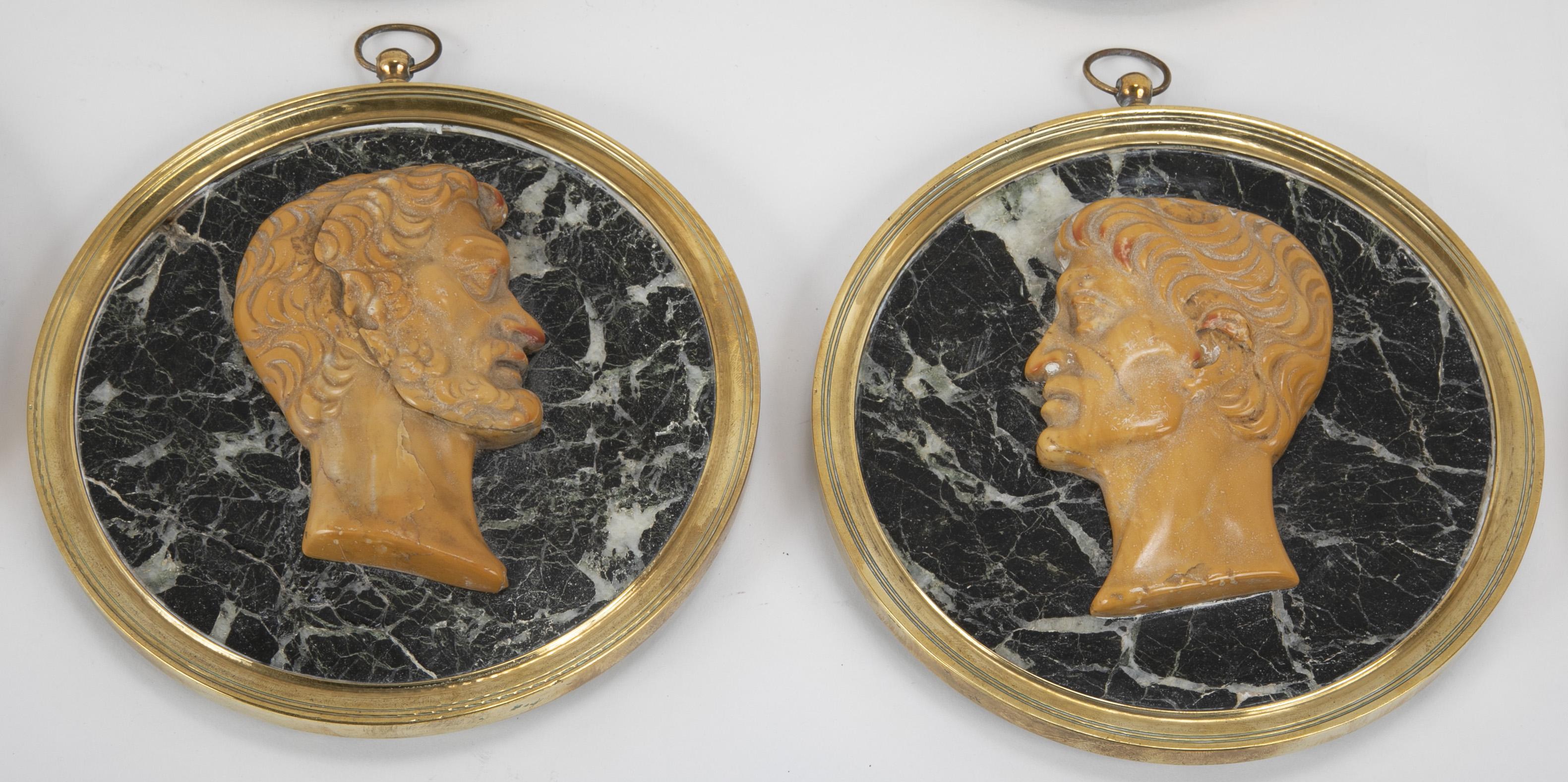 Siena Marble Set of Fourteen 19th Century Marble Profile Portraits of Roman Emperors