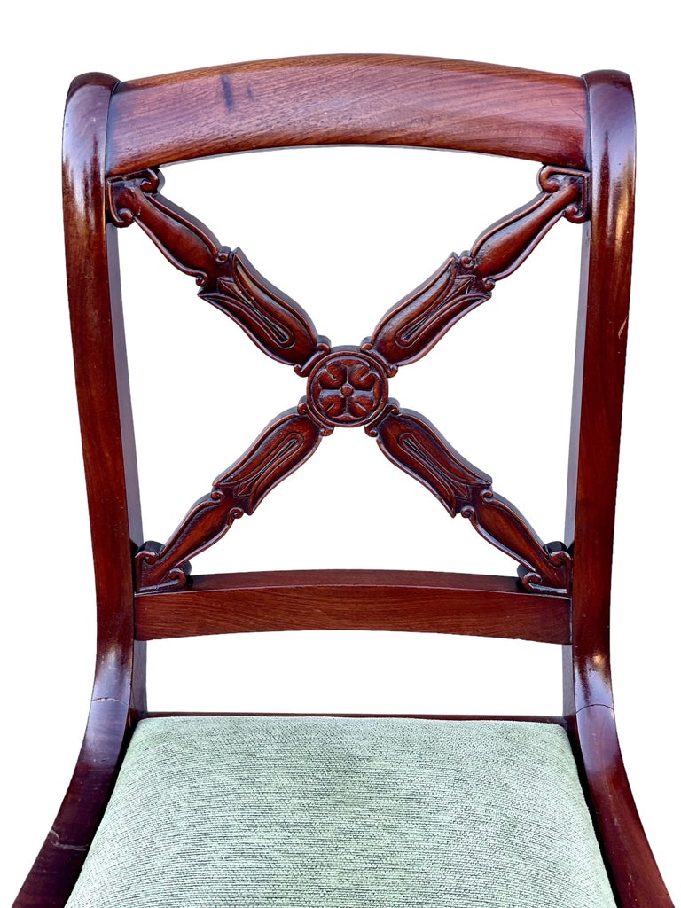 Set of Fourteen Mahogany Cross Back Dining Room Chairs For Sale at 1stDibs