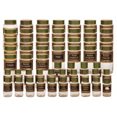 Antique A set of French 19th century Glass and pressed metal apothecary/spice jars
